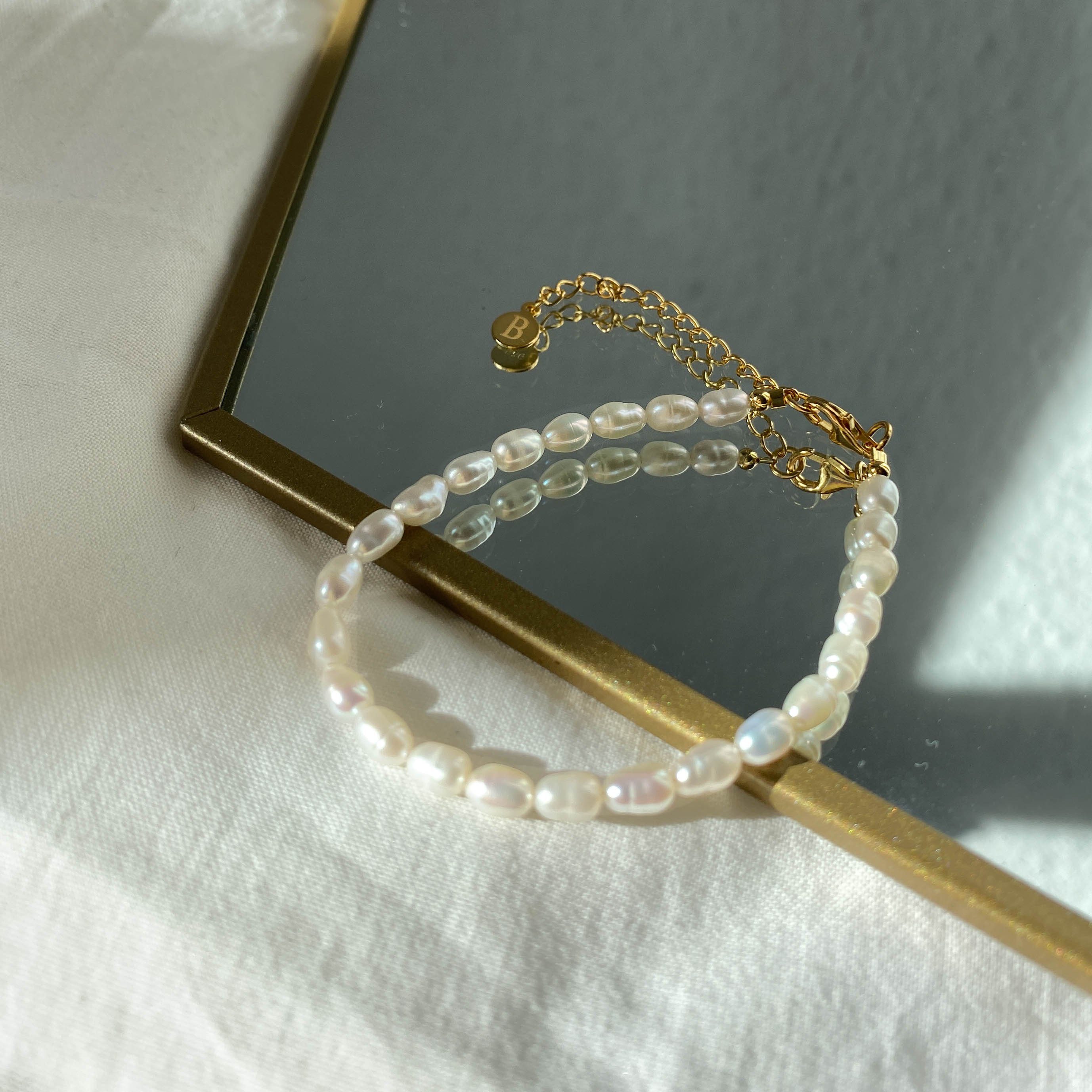 Süßwasserperle Perlenarmband vergoldet, Brandlinger 925 Armband Honolulu, Silber