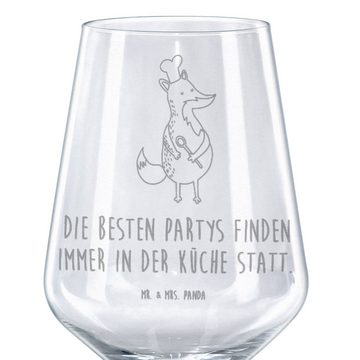 Mr. & Mrs. Panda Rotweinglas Fuchs Koch - Transparent - Geschenk, Geschenk für Weinliebhaber, Füch, Premium Glas, Feine Lasergravur