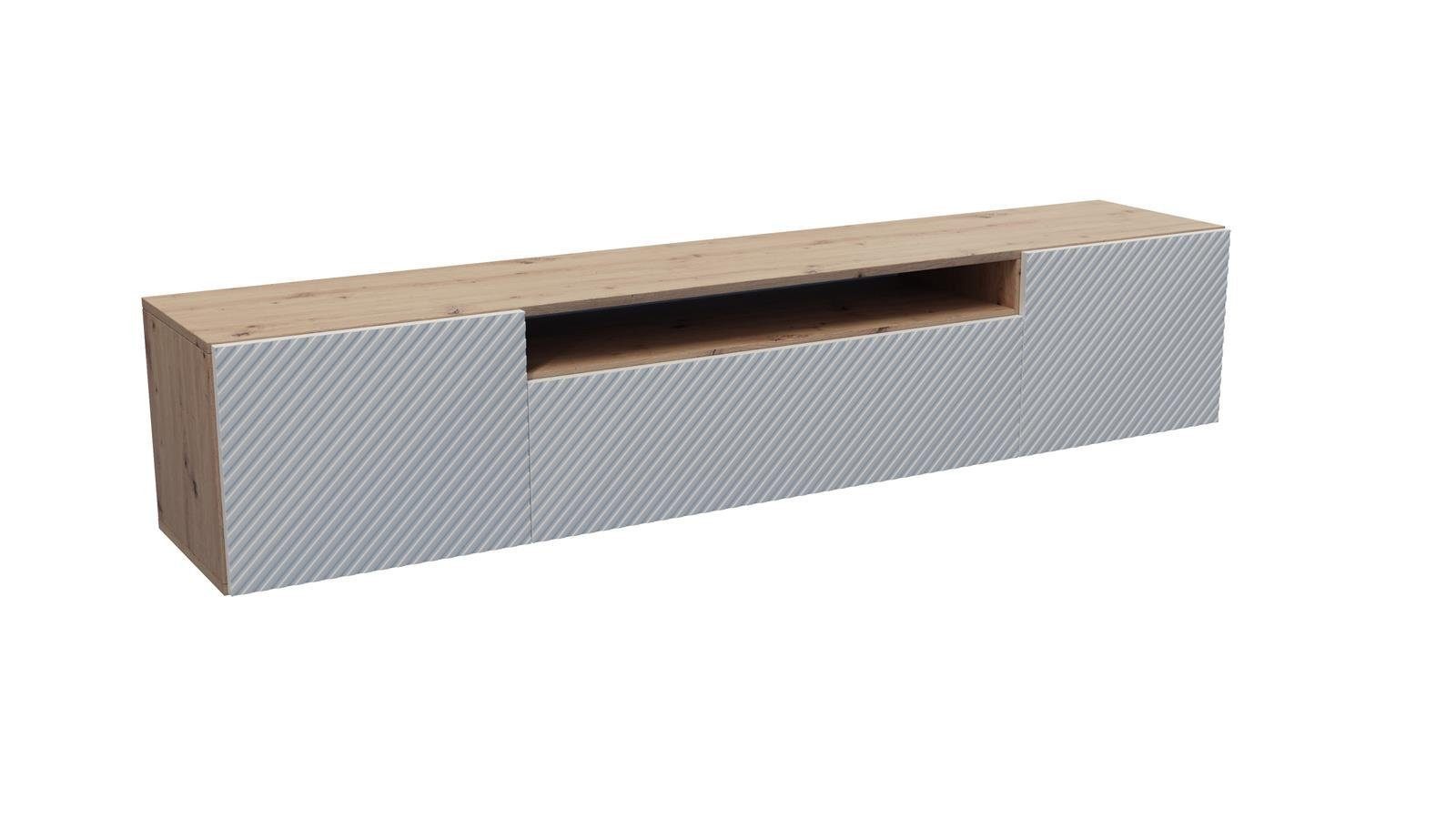 Beautysofa TV-Schrank Niko (Fernsehen, wandmontage RTV Schrank, Breite 200 cm Lowboard, Hängeschrank) für Wohnzimmer oder Jugendzimmer