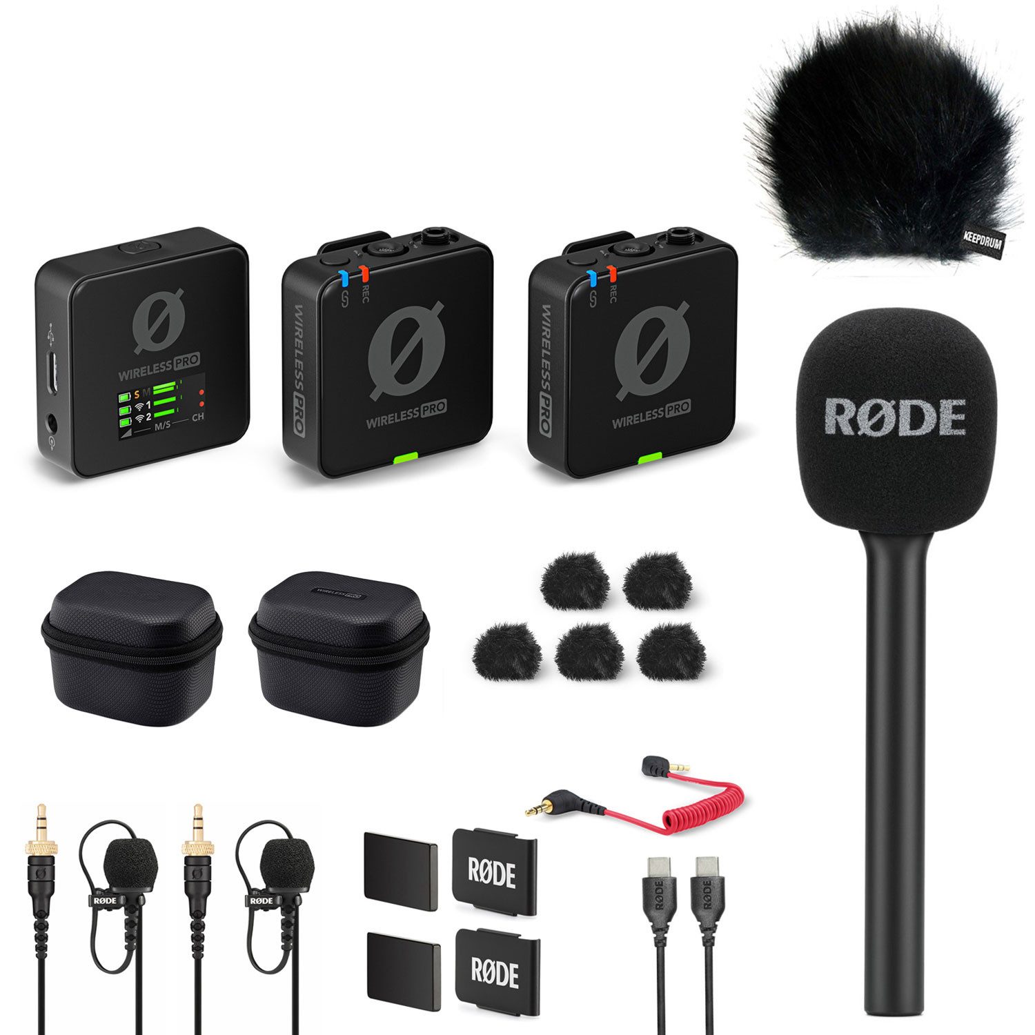 RØDE Rode Wireless Pro Mikrofon-Set mit Handadapter und Windschutz. Digitales Aufnahmegerät (Vorteils-Set mit Handadapter und Windschutz)