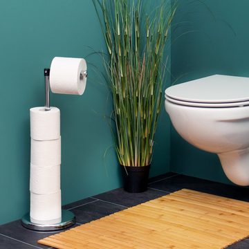 bremermann Toilettenpapierhalter Stand-WC-Rollenhalter 2in1, Ersatzrollenhalter (4 Rollen), verchromt
