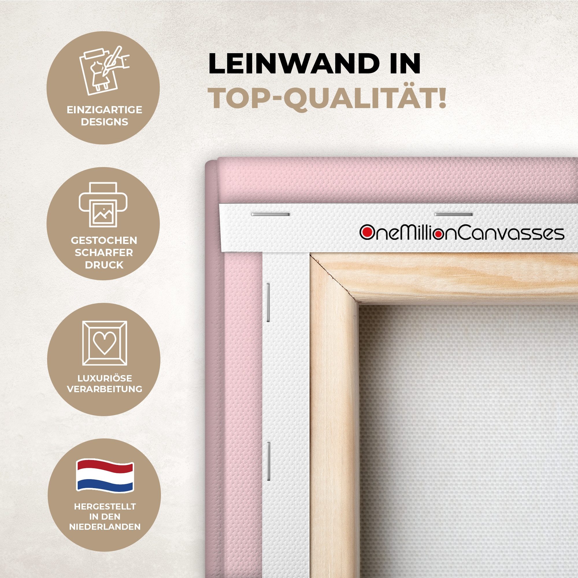 OneMillionCanvasses® Leinwandbild Grl pwr - Blitz - Rosa, Fotodruck (1 St), Leinwand Bilder für Wohnzimmer Schlafzimmer 60x80 cm