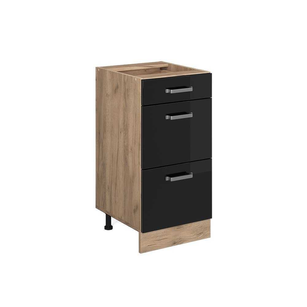 Vicco Unterschrank R-Line Schwarz Hochglanz/Eiche 40cm günstig online kaufen