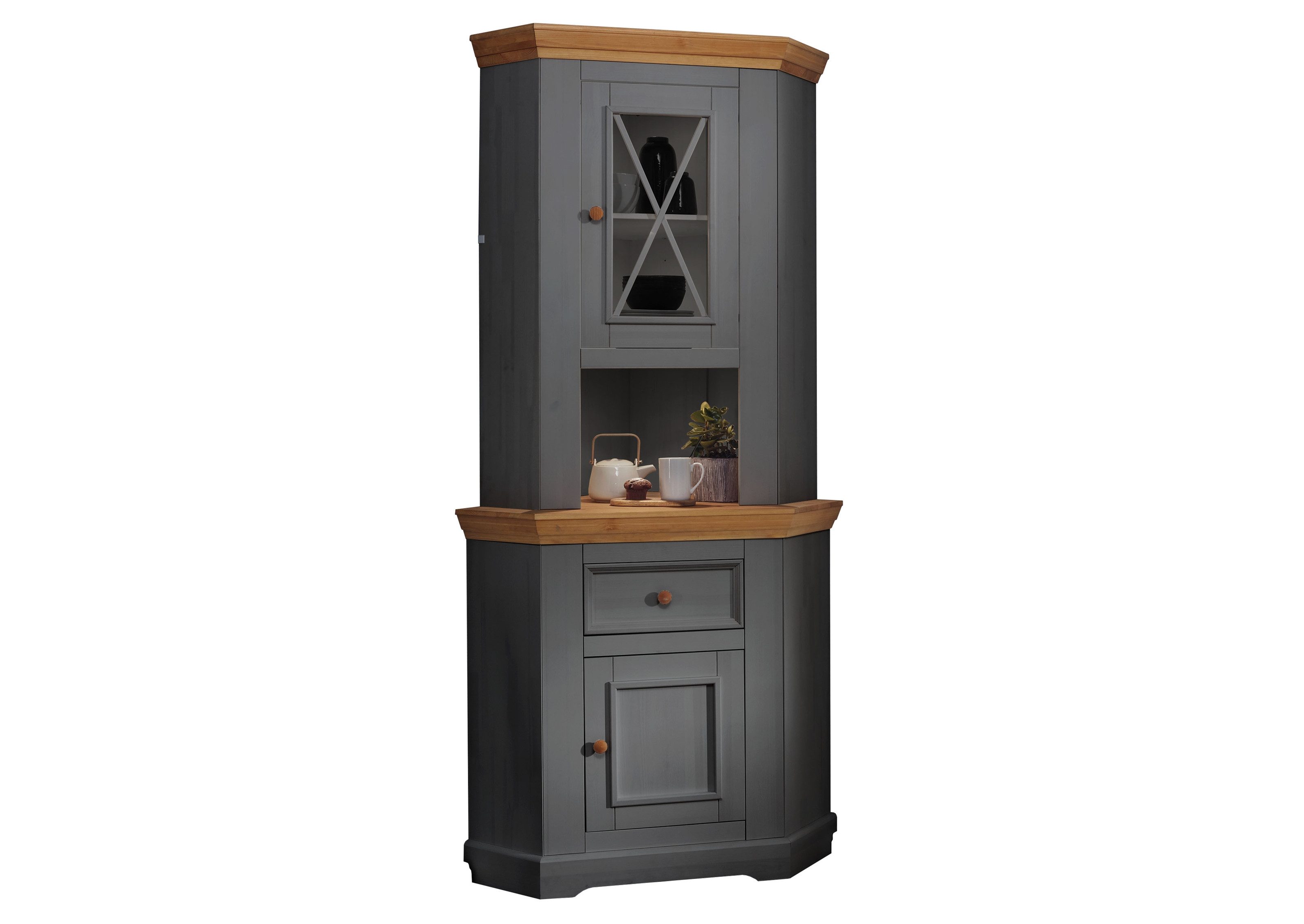 Lebenswert Buffet WZ-0133 (BxHxT: 104x214x69 cm) aus Kiefer massiv in grau mit einer Schublade und 2 Türen