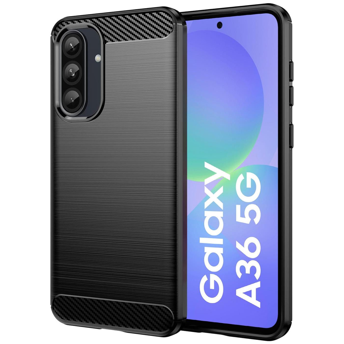 CoolGadget Handyhülle Carbon Handy Hülle für Samsung Galaxy A36 5G 6,7 Zoll, robuste Telefonhülle Case Schutzhülle für Samsung A36 5G Hülle