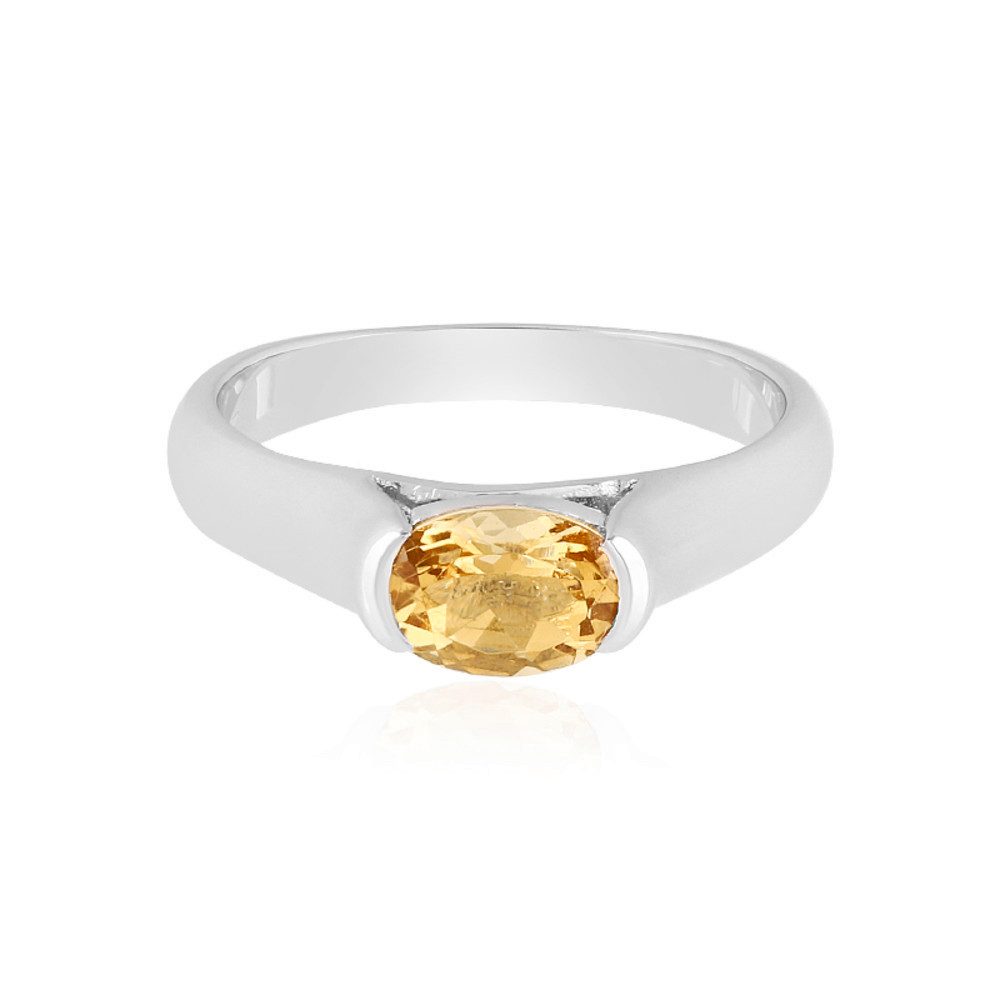 Cavill Solitärring Cavill Ring 0,618 ct gelber Beryll Silber platinierter Fassung Damen (1-tlg)