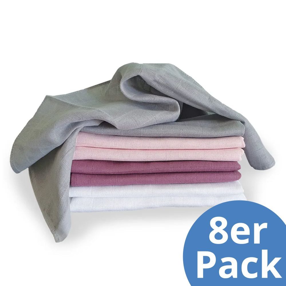 Makian Stoffwindeln Orchidee / Puder, Mullwindeln Mulltücher 8 Stück 80x80 cm Spucktücher 100 % Baumwolle