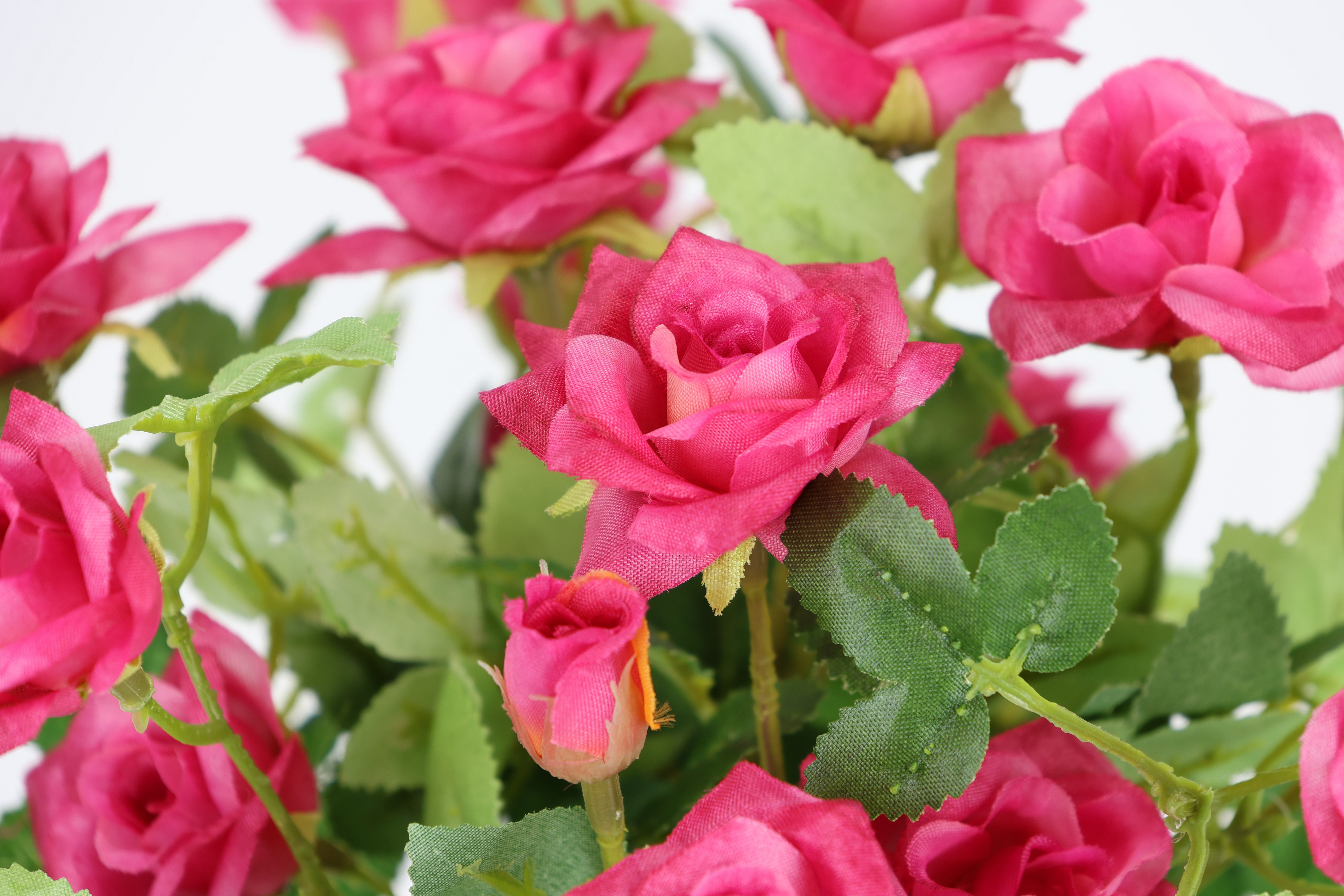 Kunstblume Wildrosen Busch im Topf Rosen, I.GE.A., Höhe 21 cm, Rosen Kunstrosen Kunstpflanze Blumen Künstliche Hochzeitsdeko