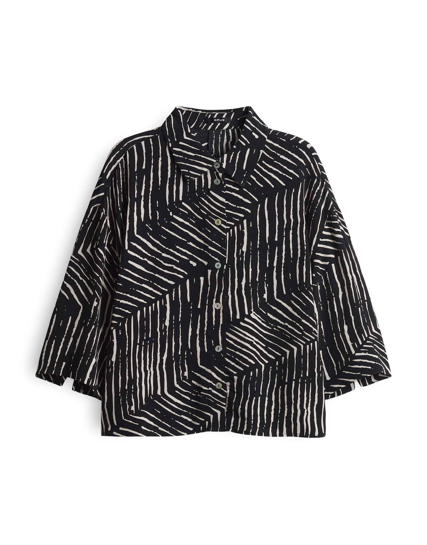 OPUS Langarmbluse Bluse Fiana palm leaves