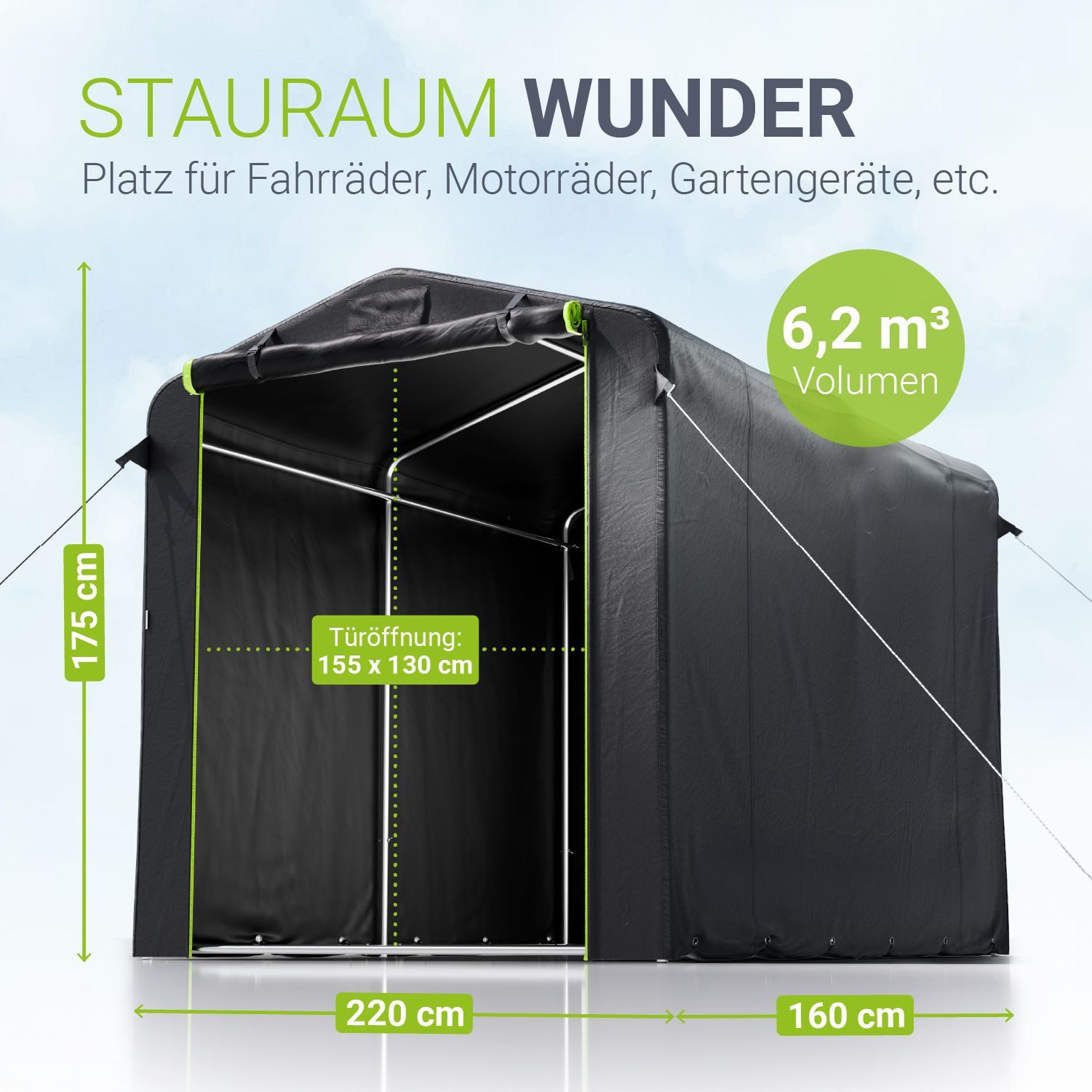 Juskys Gerätezelt, Wetterfest, inkl. Befestigungsmaterial, Stecksystem, mit Fenster