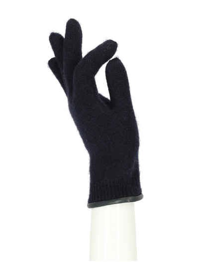 halsüberkopf Accessoires Strickhandschuhe Strickhandschuh Handschuh aus gewalkter Wolle mit Lederkante