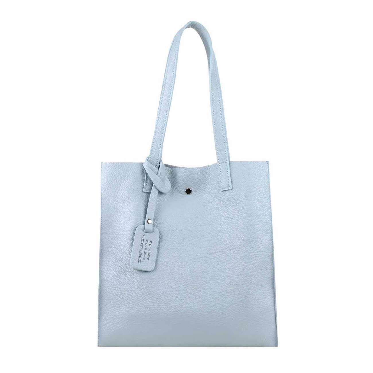 Schultertasche Made in Italy Damen Leder Shopper Schultertasche