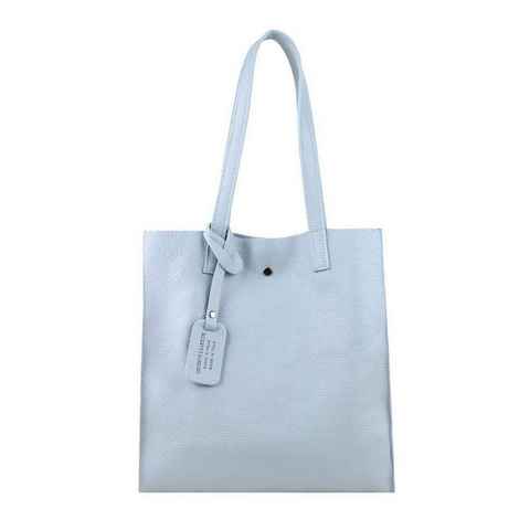 ITALYSHOP24 Schultertasche Made in Italy Damen Leder Shopper Schultertasche, italienisches XL Handtaschen-Set aus 2 Taschen