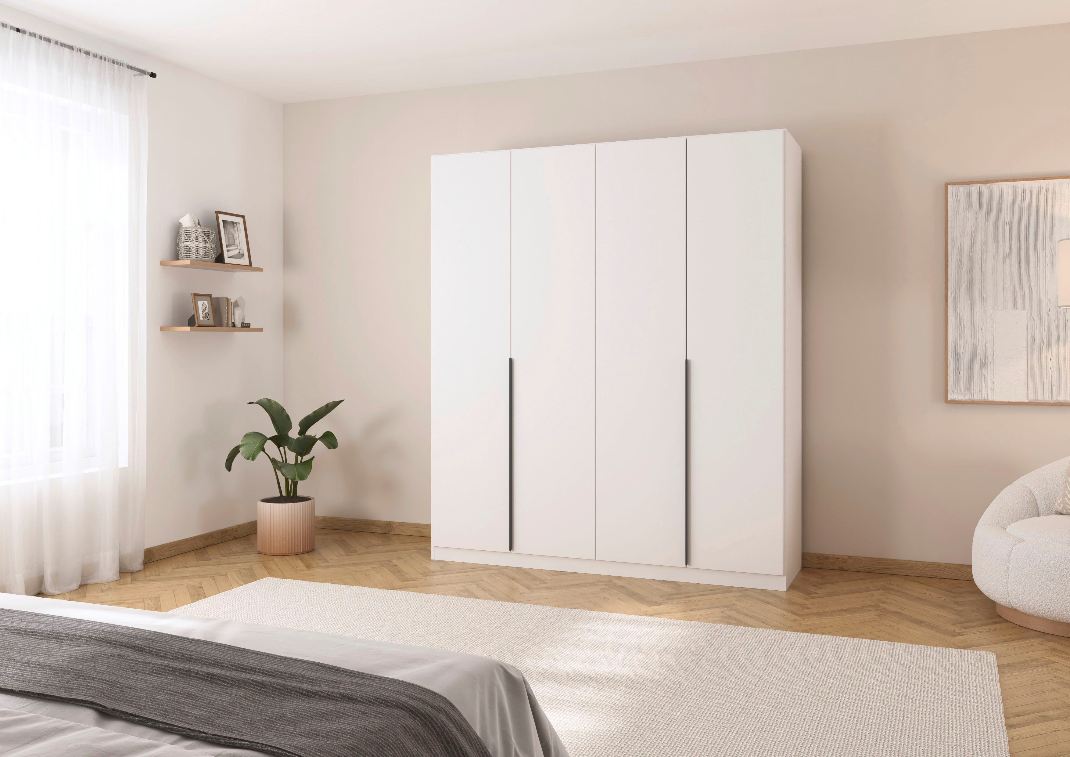 OTTO home Drehtürenschrank Kleiderschrank Schrank Garderobe AGORDO Schlafzimmer (in zwei Griff-Farben, Breiten 91-405 cm, Dekor- oder Hochglanzfront) durchdachte Innenausstattung, in 8 Breiten und 2 Höhen MADE IN GERMANY