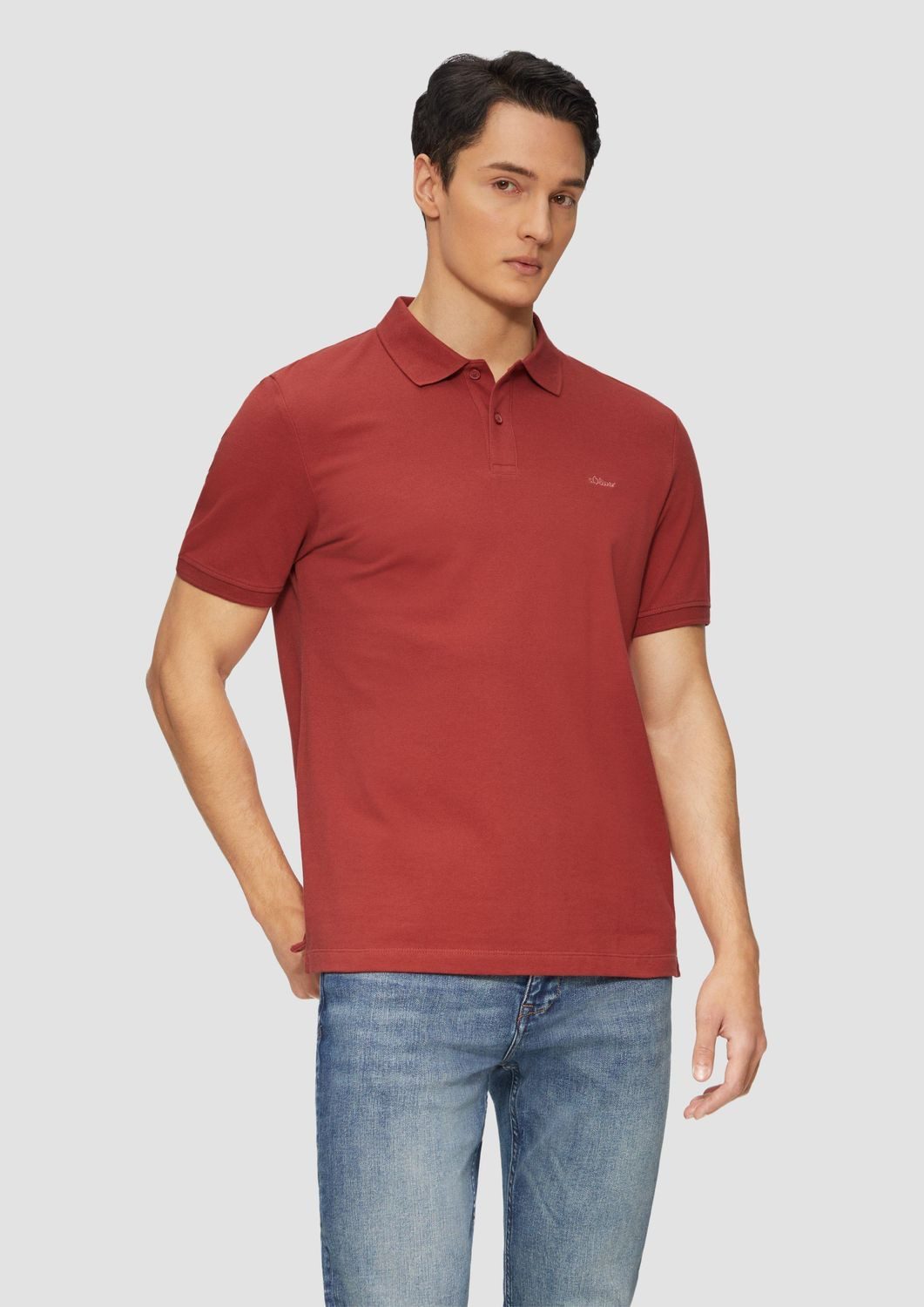 s.Oliver Kurzarmshirt Poloshirt aus Baumwollpiqué Logo günstig online kaufen