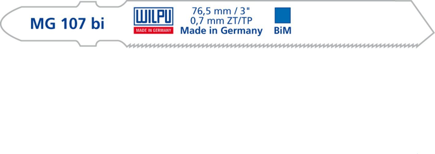 bi Sägeblatt Stück / T-Schaft, WILPU mit MG Einnockenschaft- 107 Wilpu Stichsägeblatt 5