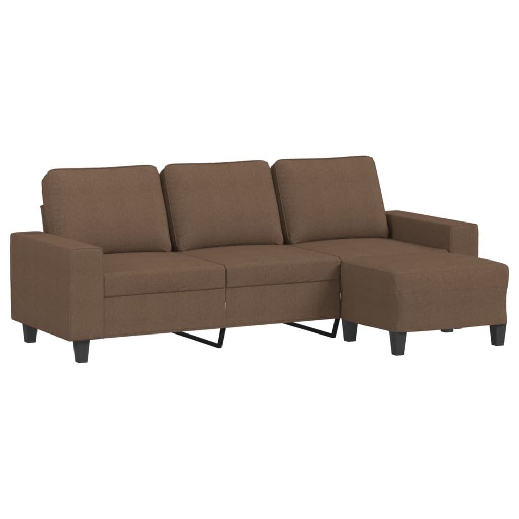 vidaXL Sofa 3-Sitzer-Sofa mit Hocker Braun günstig online kaufen