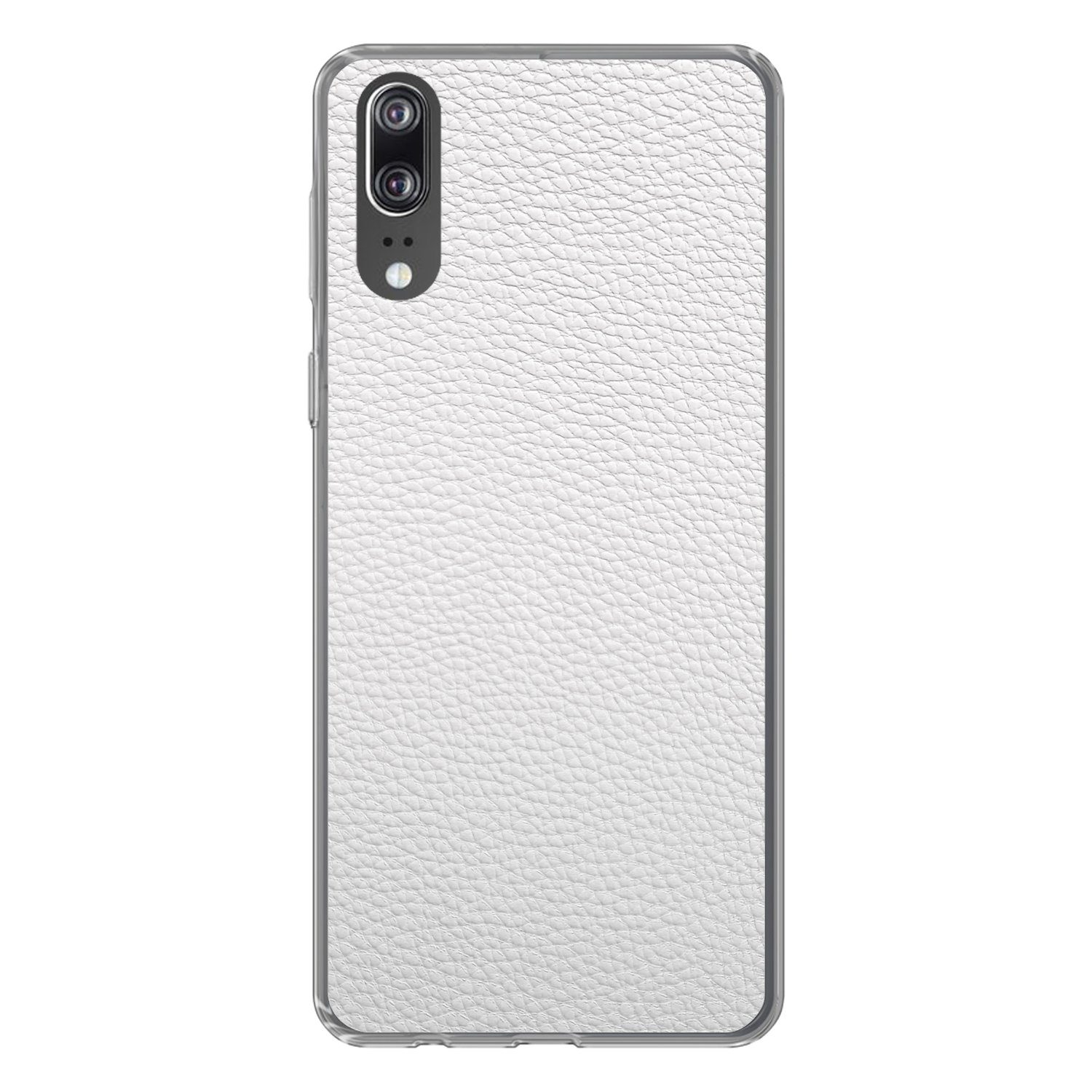 MuchoWow Handyhülle für Huawei P20 Leder - Strukturiert - Leder-Optik - Weiß, Handy Case, Silikon, Bumper Case Dünn