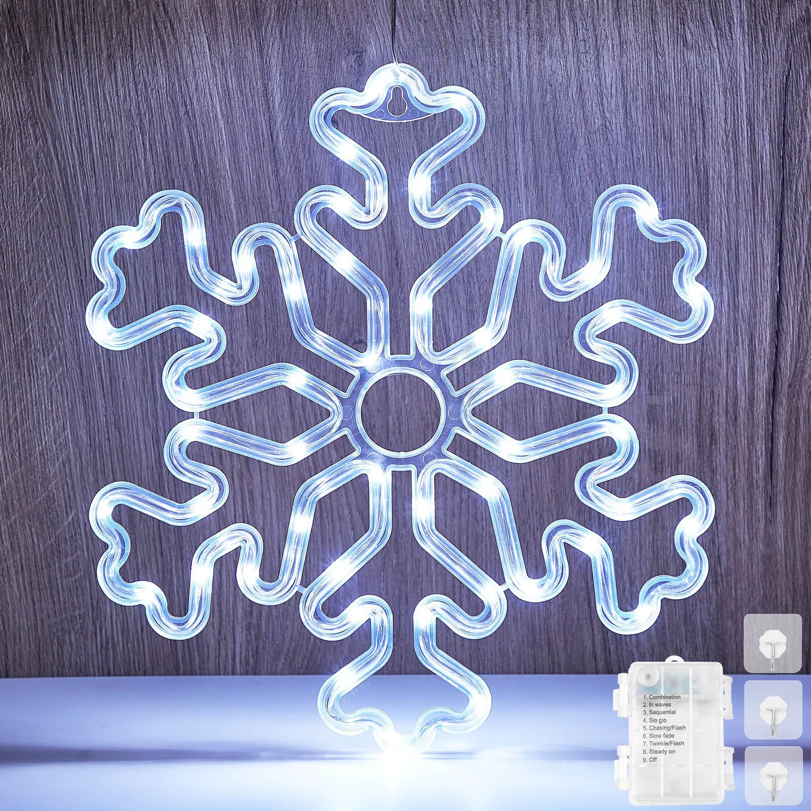 Rosnek Beleuchtetes Fensterbild Doppelseitig, 8 modi, Wasserdicht, für