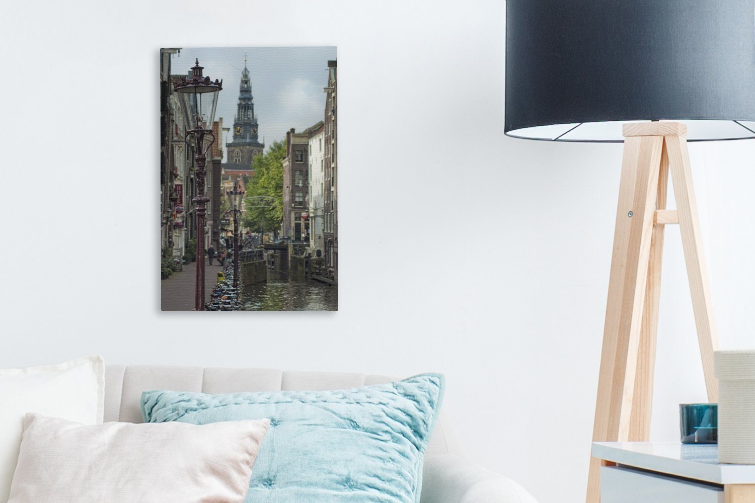 OneMillionCanvasses® Leinwandbild - St), inkl. fertig bespannt - (1 Gemälde, cm Amsterdam 20x30 Zackenaufhänger, Leinwandbild Fahrrad, Niederlande
