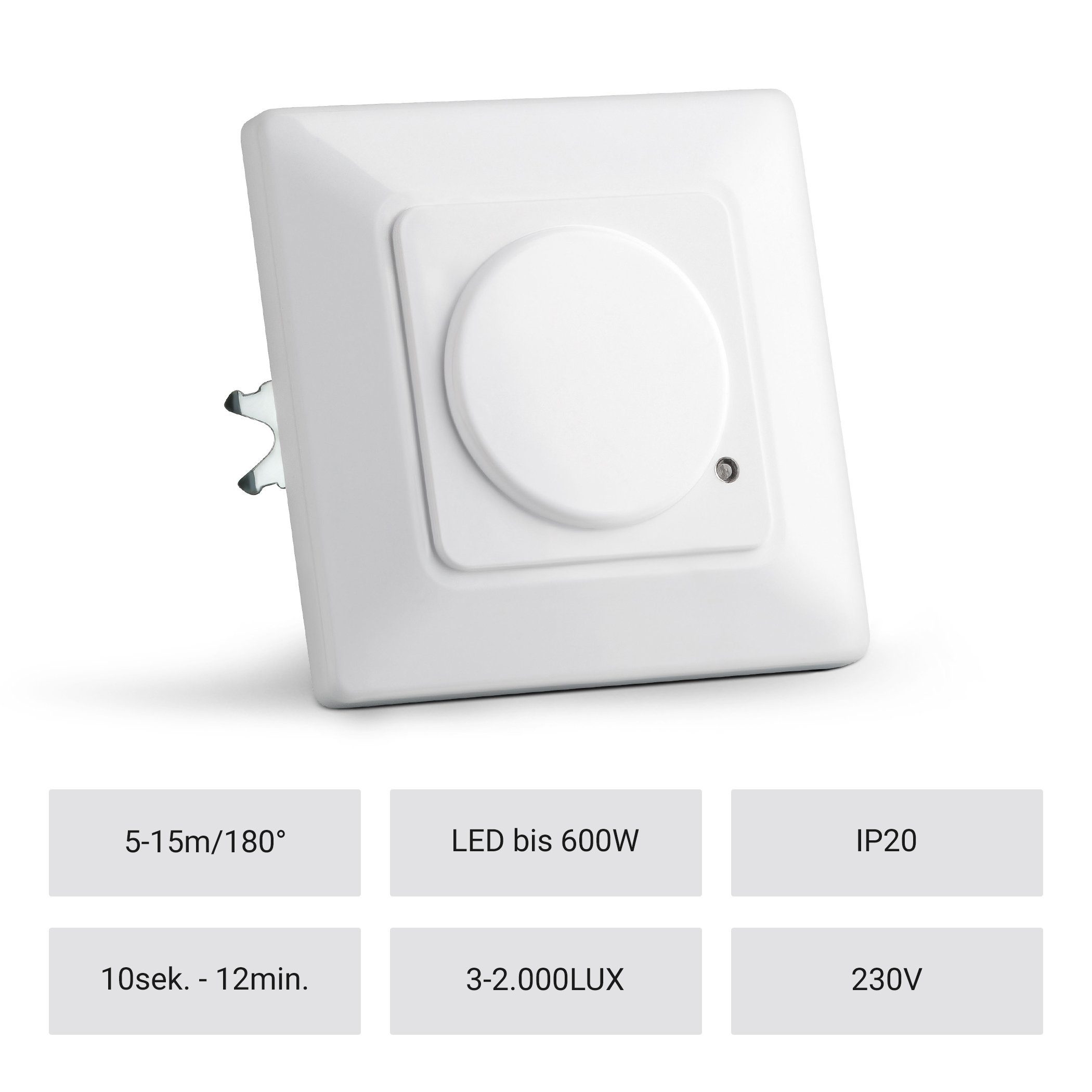 SEBSON Bewegungsmelder Bewegungsmelder Unterputz HF Sensor einstellbar LED geeignet - 2er Set, (2-St)