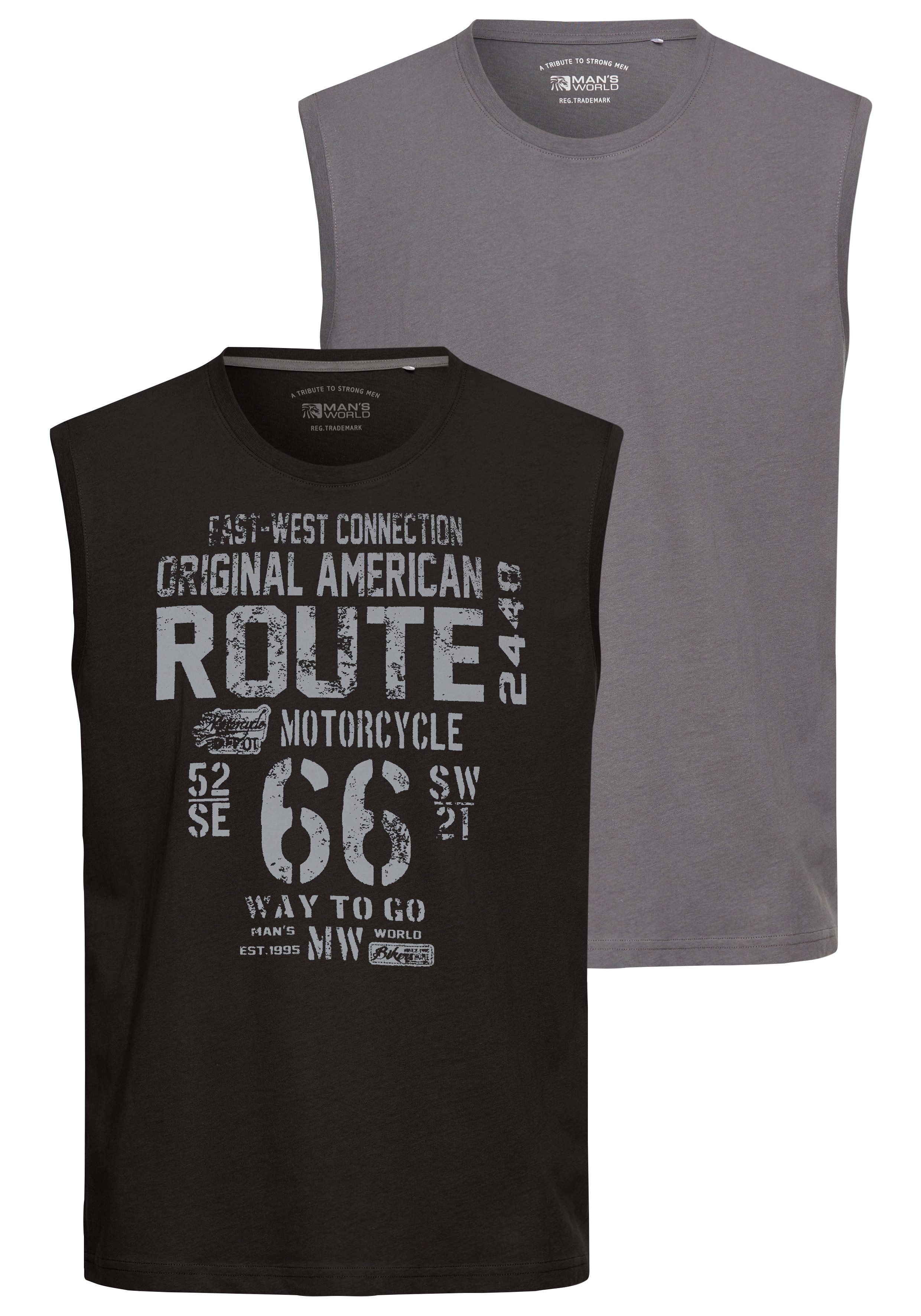 Man's World Muscleshirt (2er-Pack) ärmellos, bedruckt, günstig online kaufen