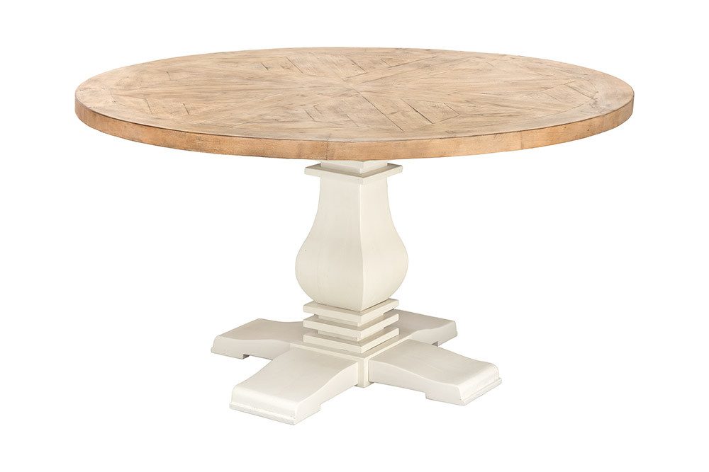 riess-ambiente Esstisch HAMPTONS 120cm hellbraun/creme - Pinie, Massivholz, recycelt, rund (Einzelartikel, 1-St), Zeitloser Familientisch - ideal für Landhaus-Küchen, Wohn- & Esszimmer
