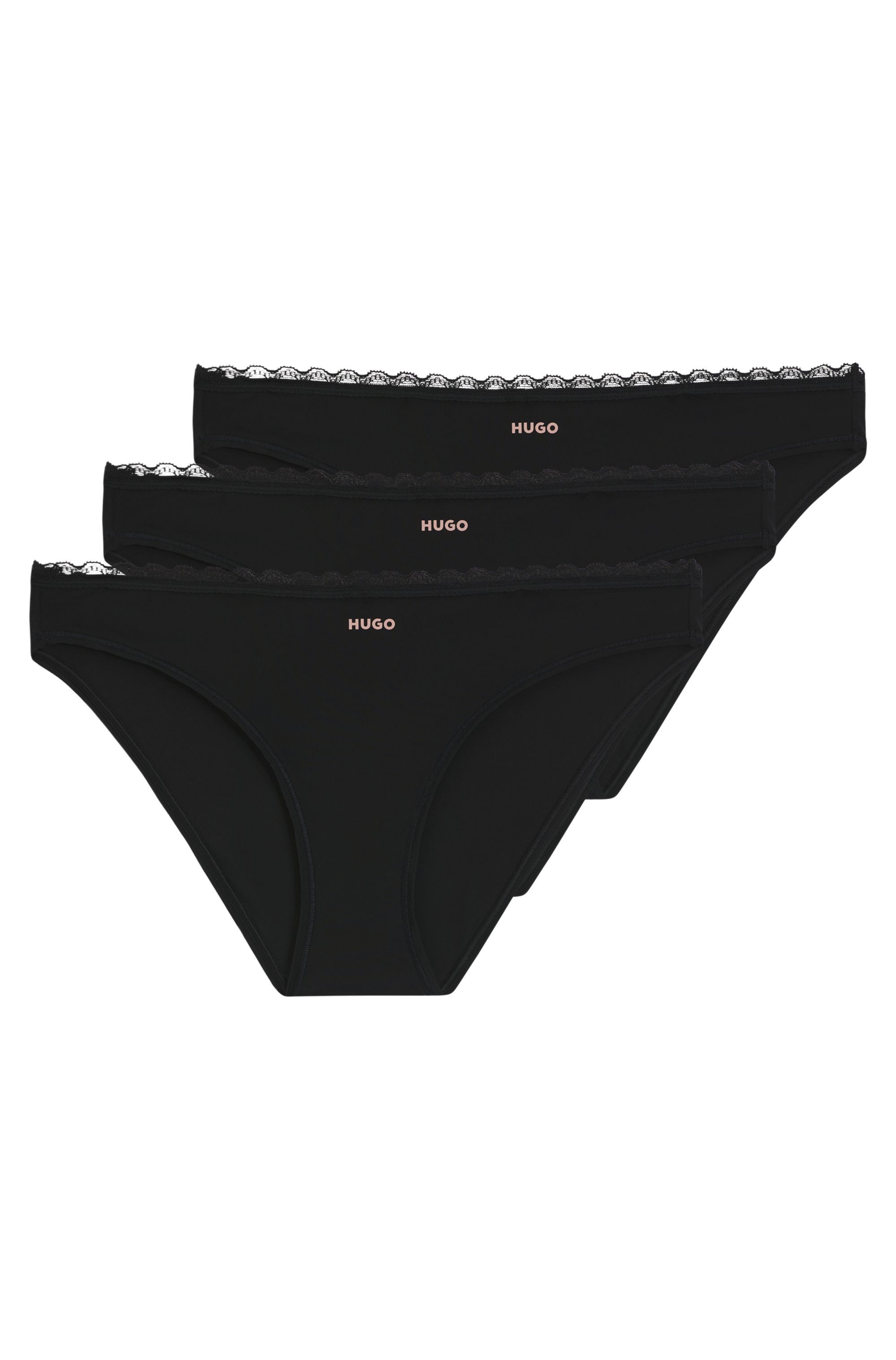 HUGO Slip TRIPLET MICRO (3-St) mit Spitzenbesatz