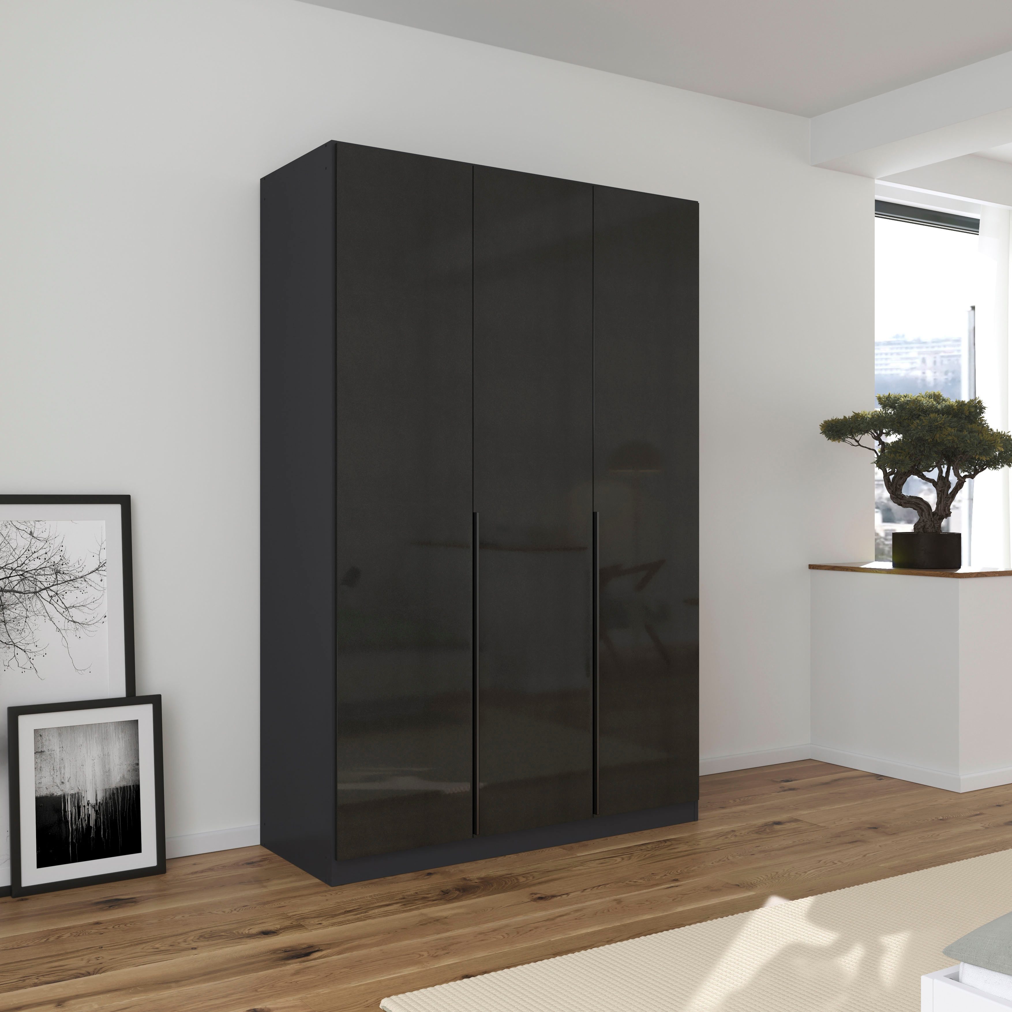 OTTO home Drehtürenschrank Kleiderschrank Schrank Garderobe AGORDO Schlafzimmer (in zwei Griff-Farben, Breiten 91-405 cm, Dekor- oder Hochglanzfront) durchdachte Innenausstattung, in 8 Breiten und 2 Höhen MADE IN GERMANY