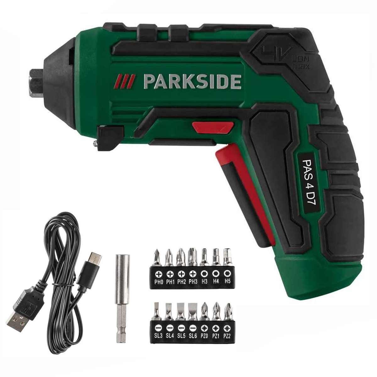 Parkside Akku-Bohrschrauber PARKSIDE 4 V Akku-Schrauber PAS 4 - mit Zubehör günstig online kaufen