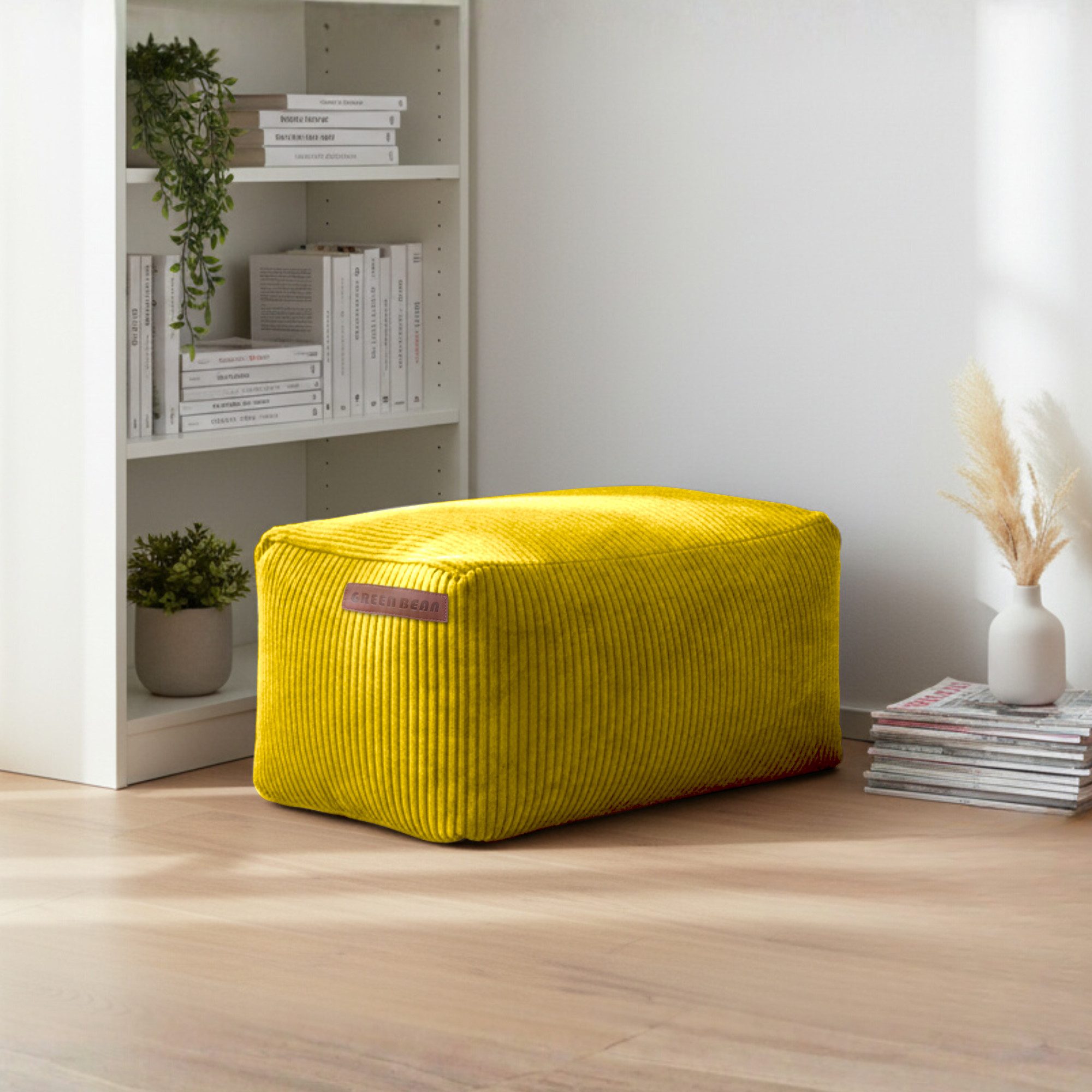 Green Bean Pouf Ottomane Cord (Indoor Sitzhocker Sitzkissen Fußhocker Relax-Sessel, Made in Germany), die ideale Ergänzung zum Sitzsack