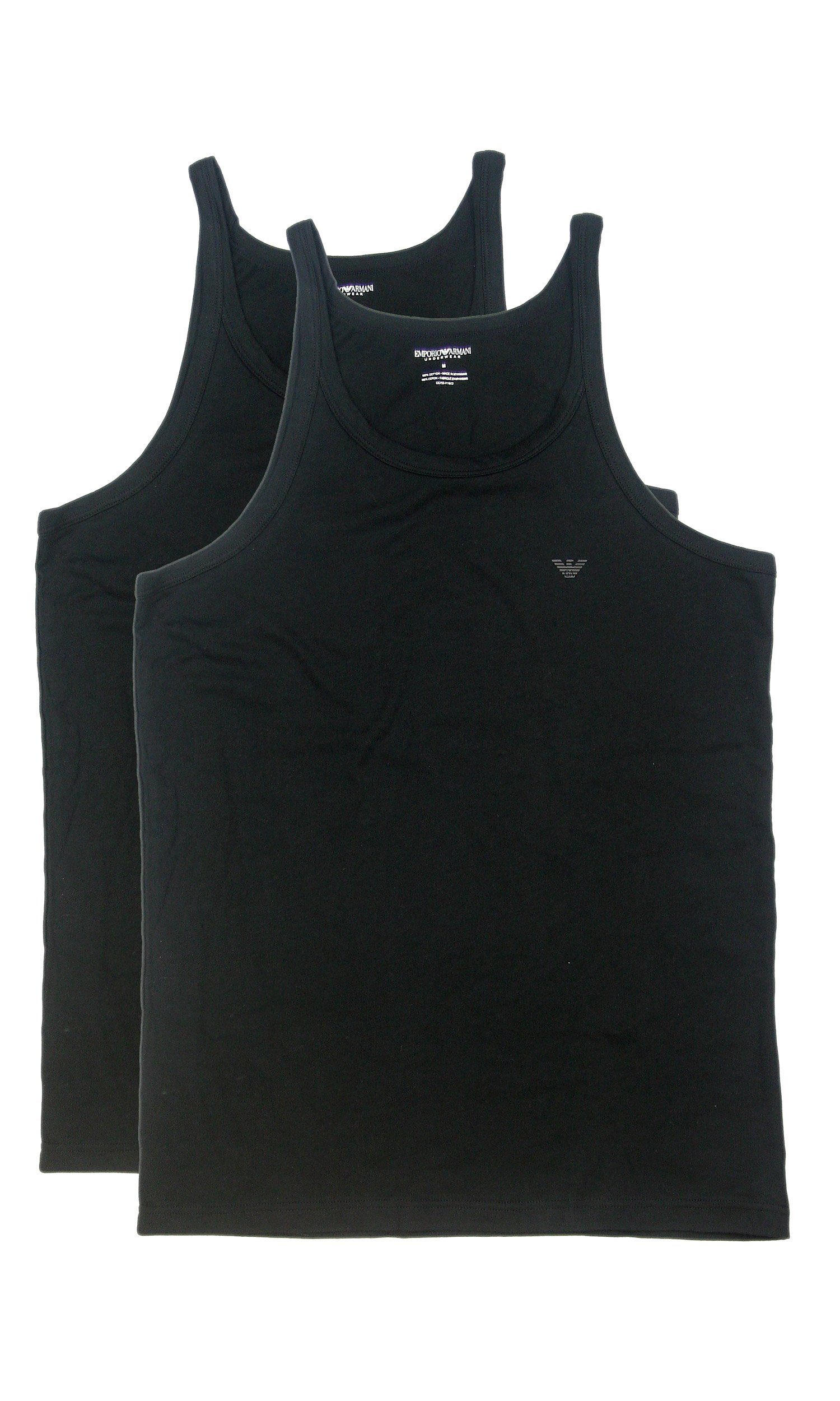 Emporio Armani Achseltop CC722 Pure Cotton (Packung, 2-St., 2er-Pack) Herren Tank Top Unterziehshirt mit Trägern aus reiner Baumwolle Schwarz (07320)