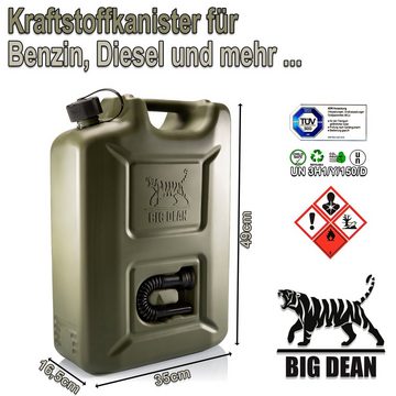 BigDean Benzinkanister Benzinkanister 20L in Olivgrün mit flexiblem Ausgießer (1 St)