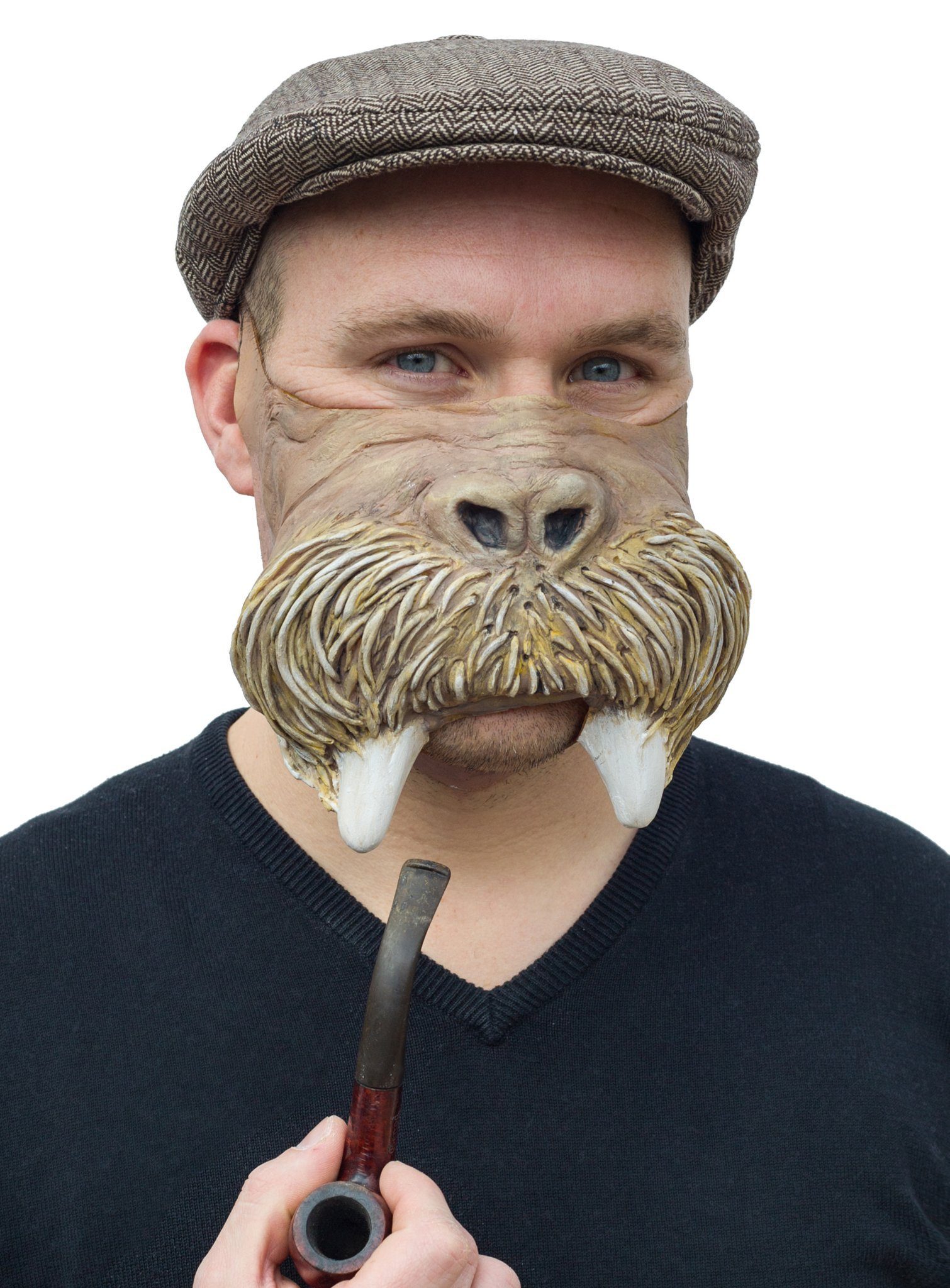 Wizardo Verkleidungsmaske Walross Halbmaske - Fasching Halloween Kostüm Mask, Eine lustige Walrossmaske für Karneval und Verkleidungspartys