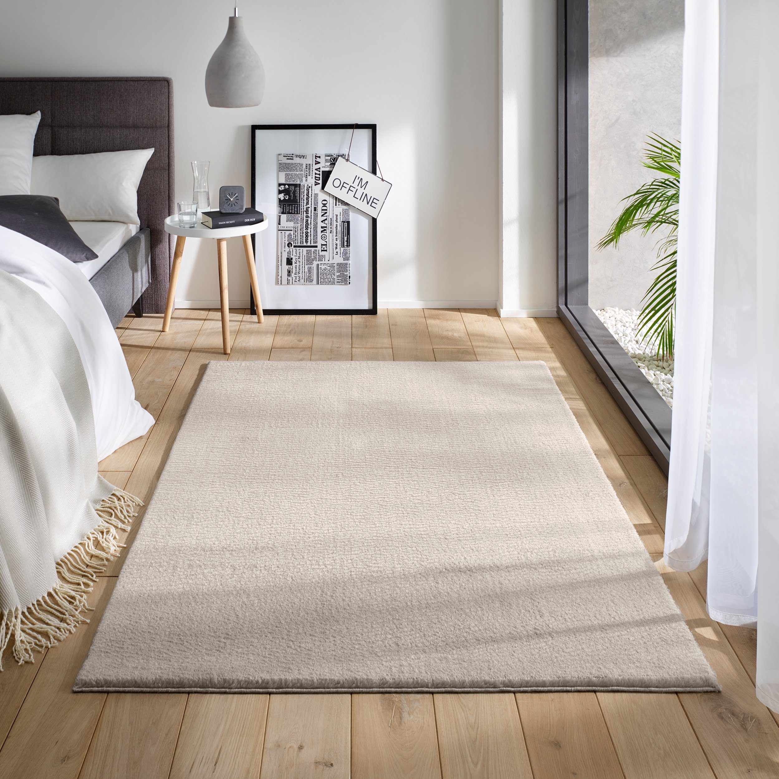 Teppich Waschbarer Kurzflor-Teppich, TaCa Home, rechteckig, Höhe: 19 mm, Wohnzimmer Schlafzimmer Küche Bad Flur, Sand - 80 x 150 cm