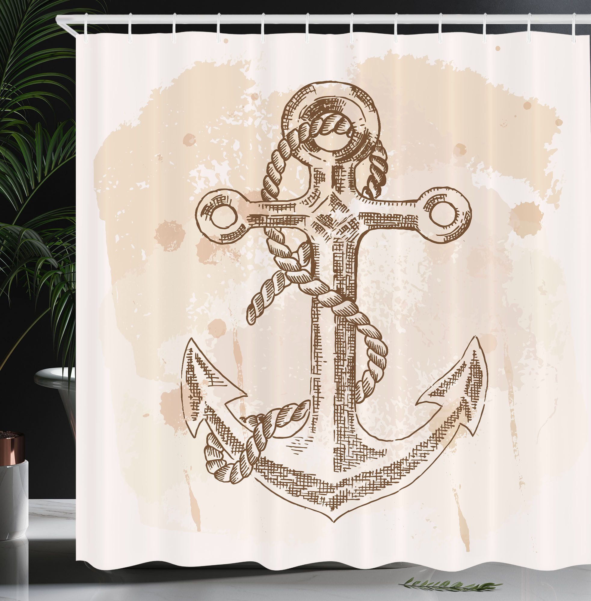 Abakuhaus Duschvorhang Moderner Digitaldruck mit 12 Haken auf Stoff Wasser Resistent Breite 175 cm, Höhe 180 cm, Anker Marine Rope Sommerferien