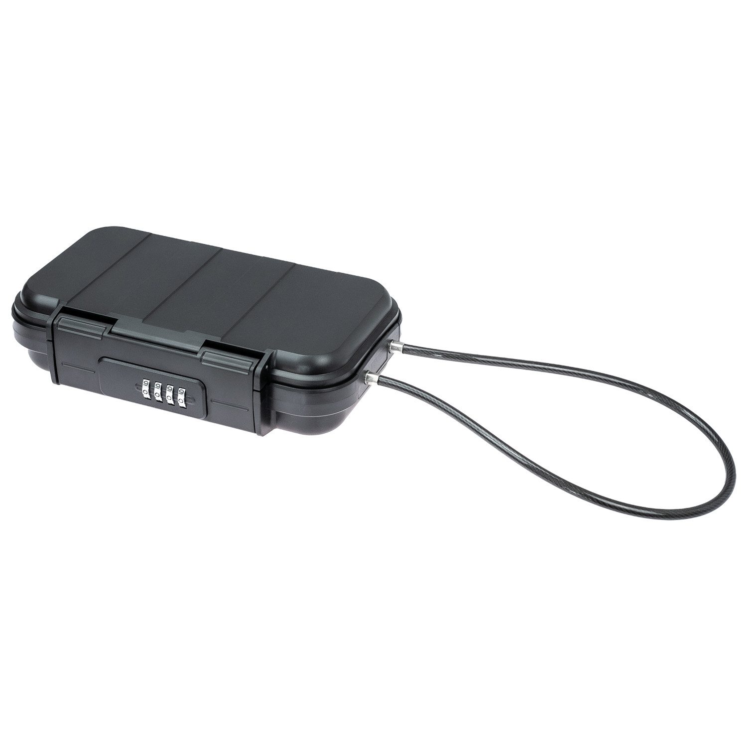 HMF Tresor Tragbarer Safe mit Zahlenschloss, wasserdichter Mini Tresor mit Drahtseil 23,5 x 14,5 x 5,8 cm, schwarz – Bild 5 von 5