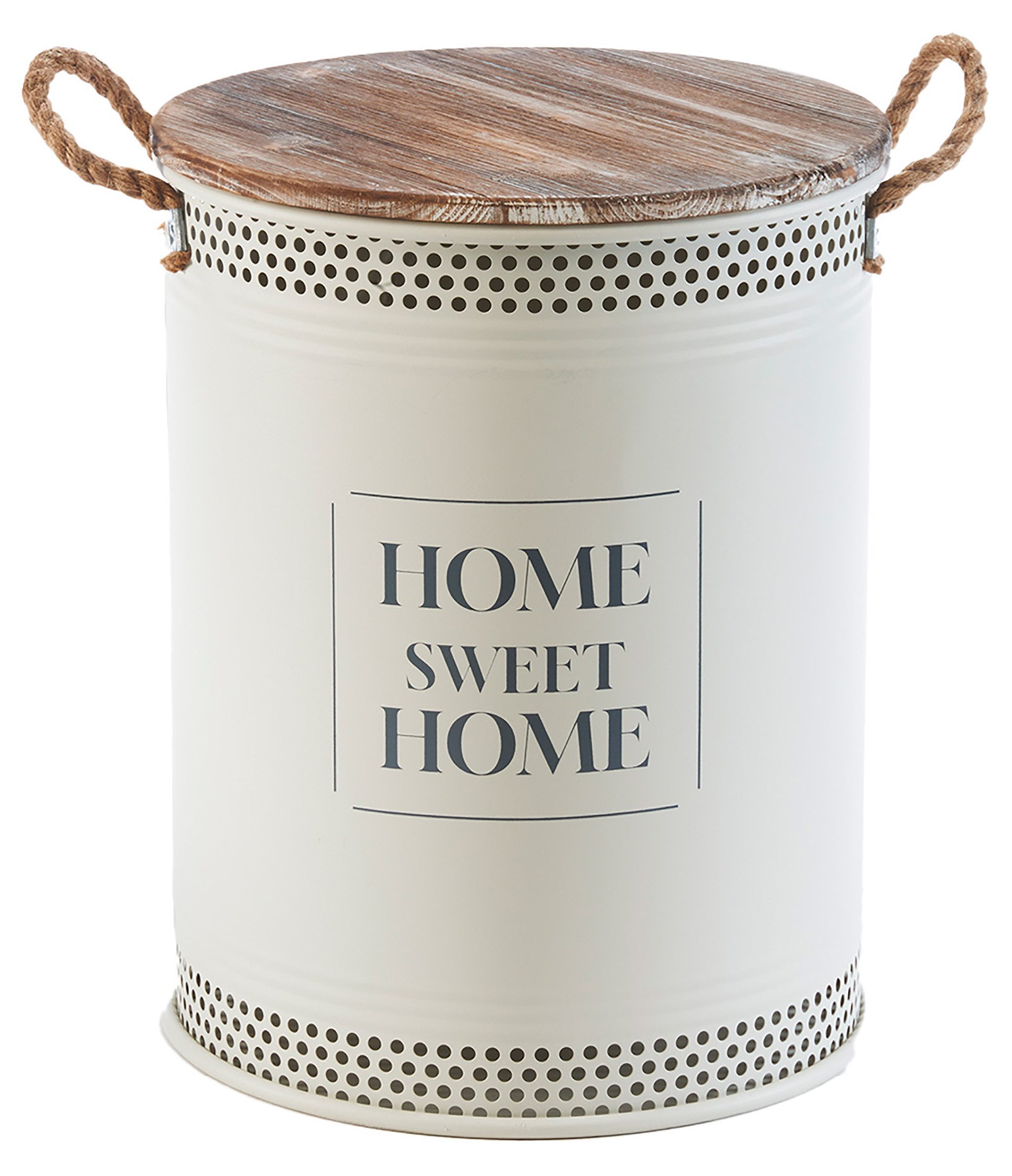 Kobolo Wäschekorb Aufbewahrungskorb HOME aus Metall und Holz mit Deckel und günstig online kaufen