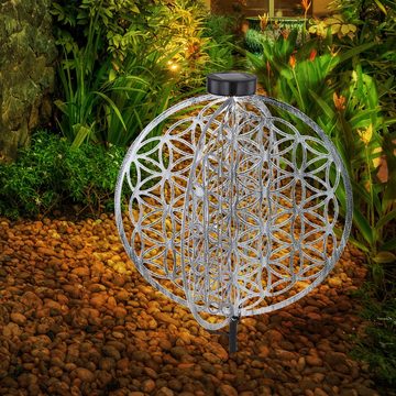 etc-shop LED Solarleuchte, LED-Leuchtmittel fest verbaut, Warmweiß, Solarlampe orientalische Dekoleuchte Gartenlampe Lebensblume Solar