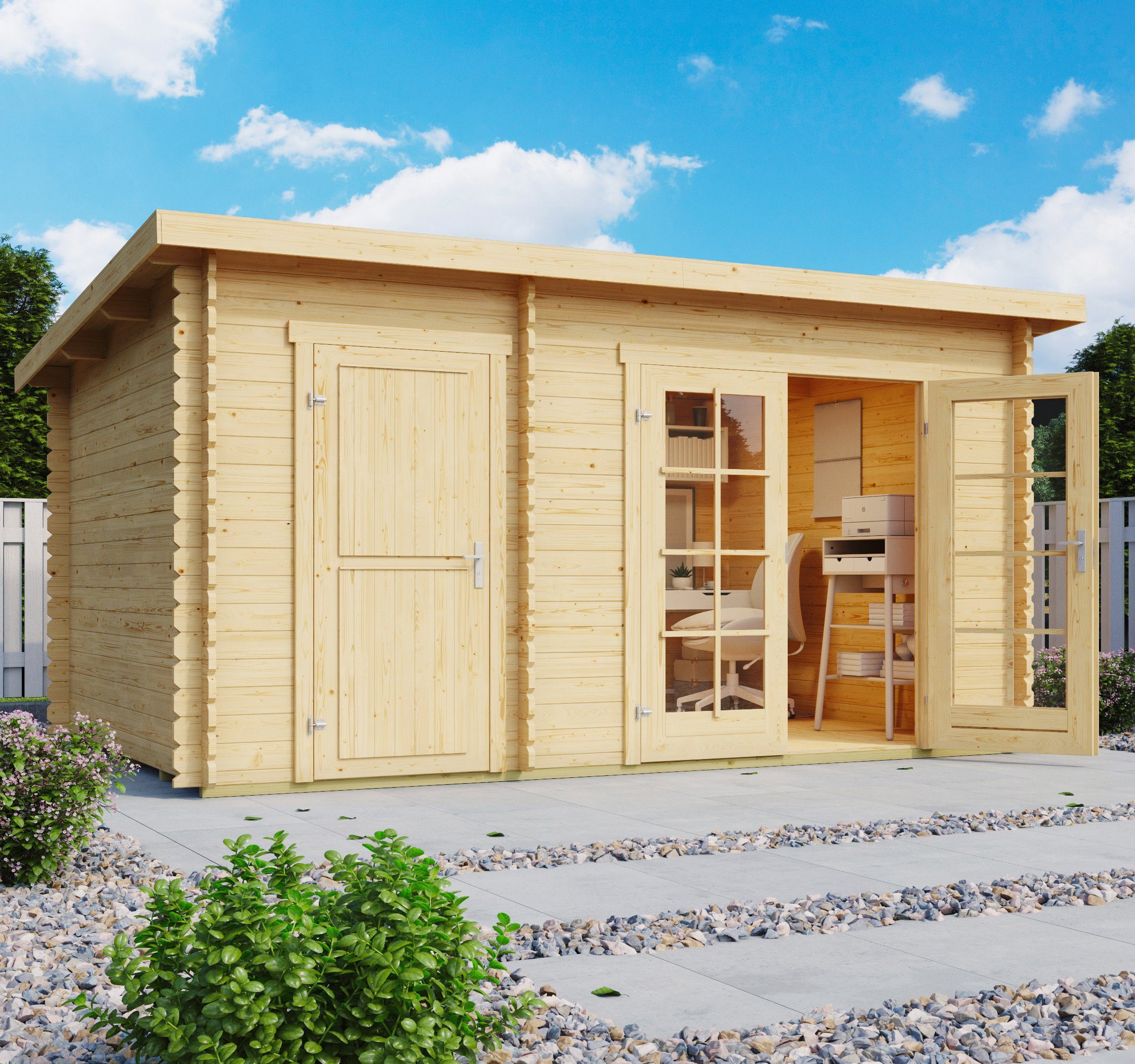 LASITA MAJA Gartenhaus Belmont 1, BxT: 400x270 cm, Blockbohlenhaus 28mm, 2-Raum