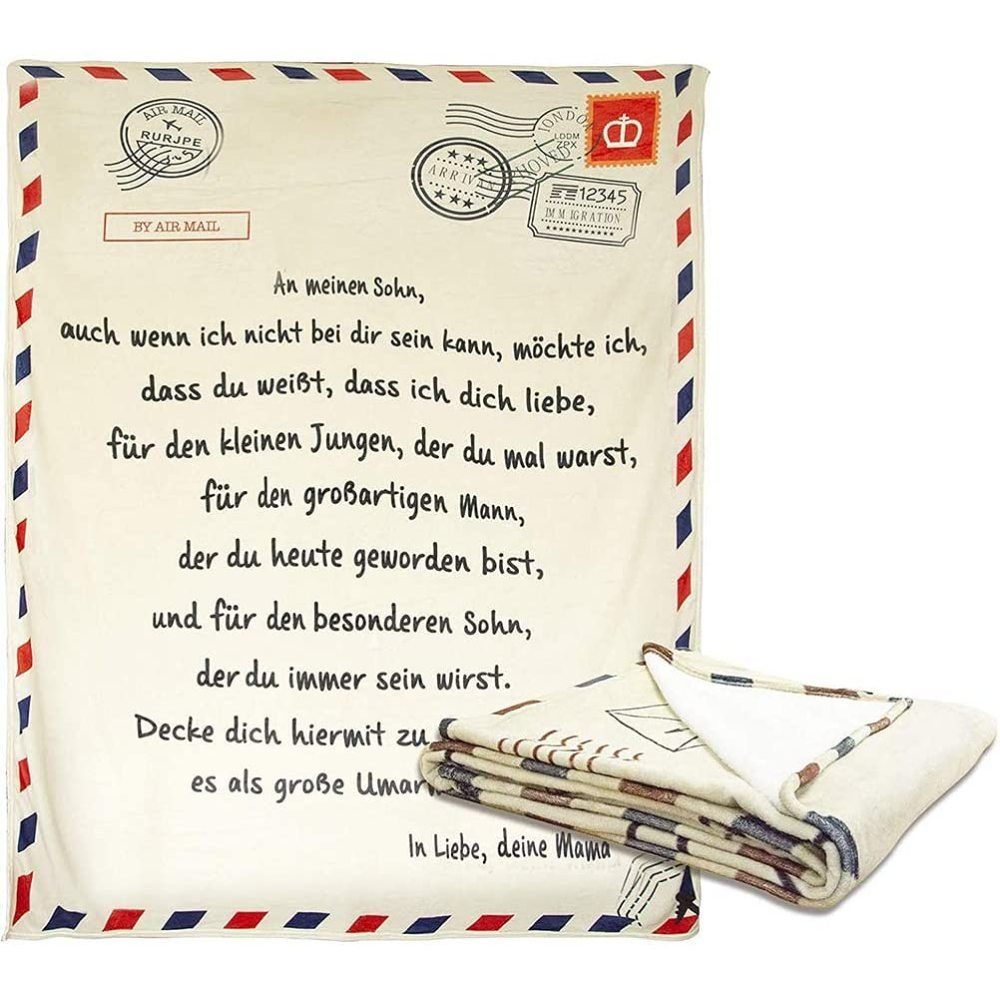 Kinderdecke Fleecedecke An Meine Sohn Brief Gedruckt Quilts Luftpost Decke, GelldG