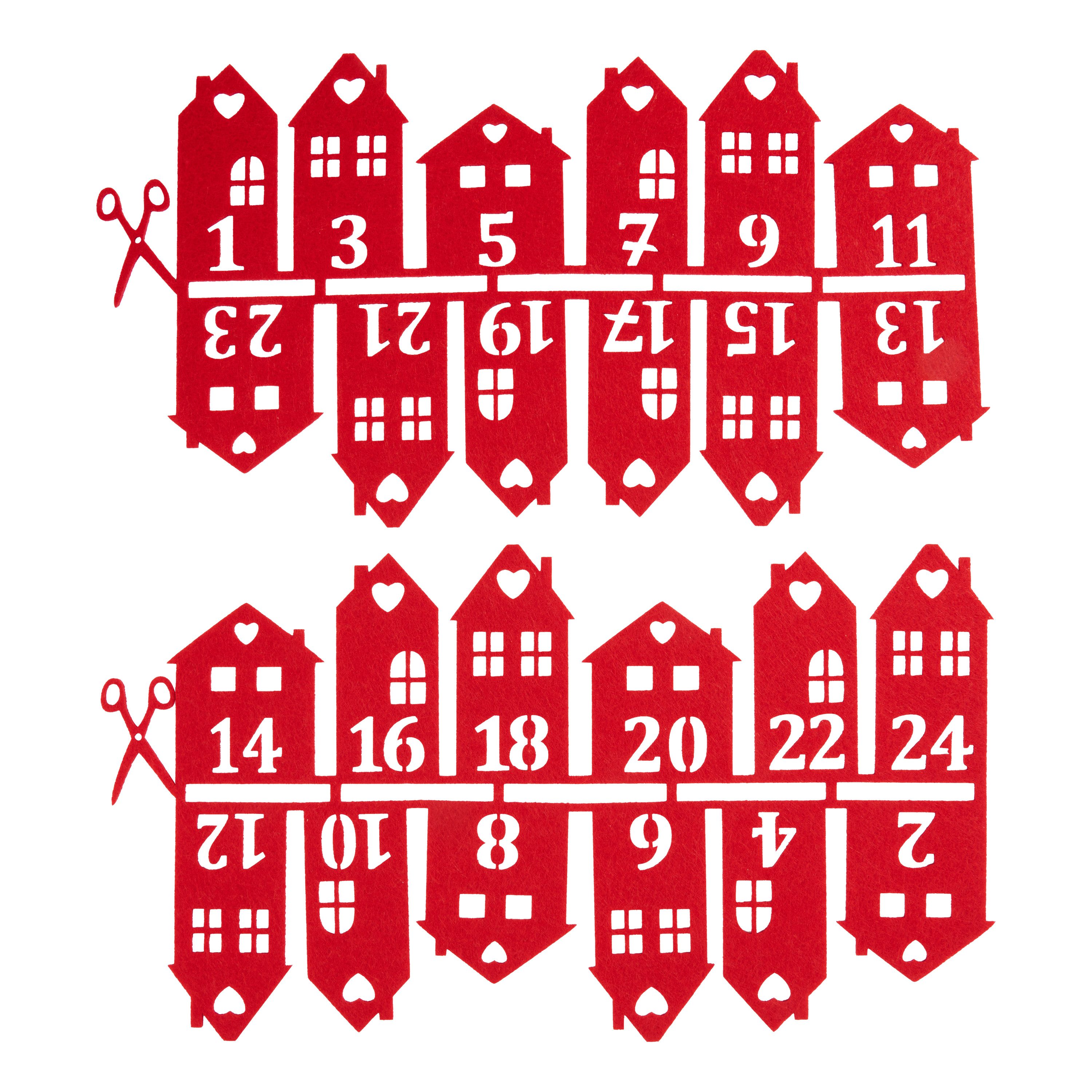 Deko-Buchstaben Adventszahlen Filz Häuser