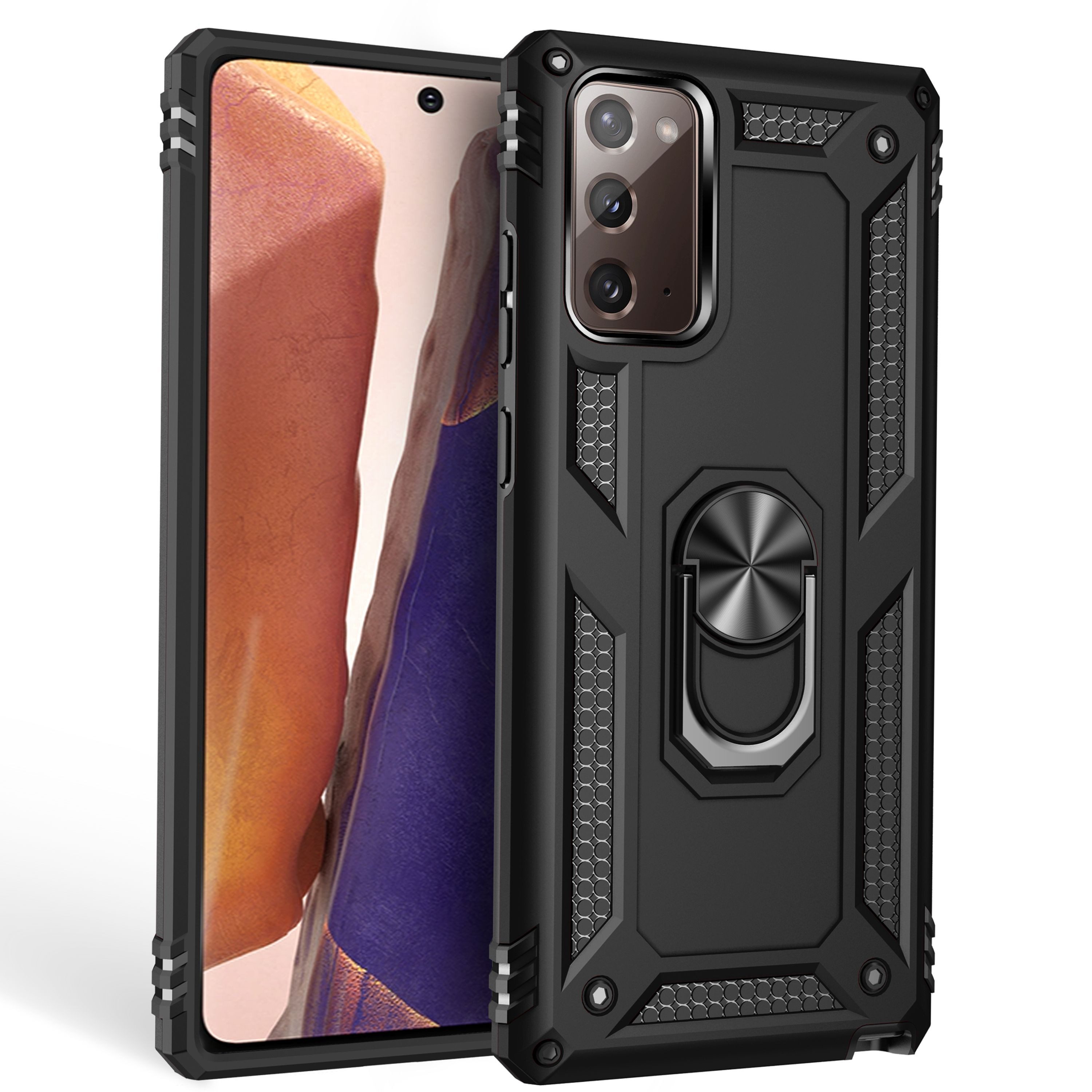 Nalia Smartphone-Hülle Samsung Galaxy Note 20 17 cm (6,7 Zoll), Outdoor Military Style Hülle mit Ring / Extrem Schützend / Panzer Case