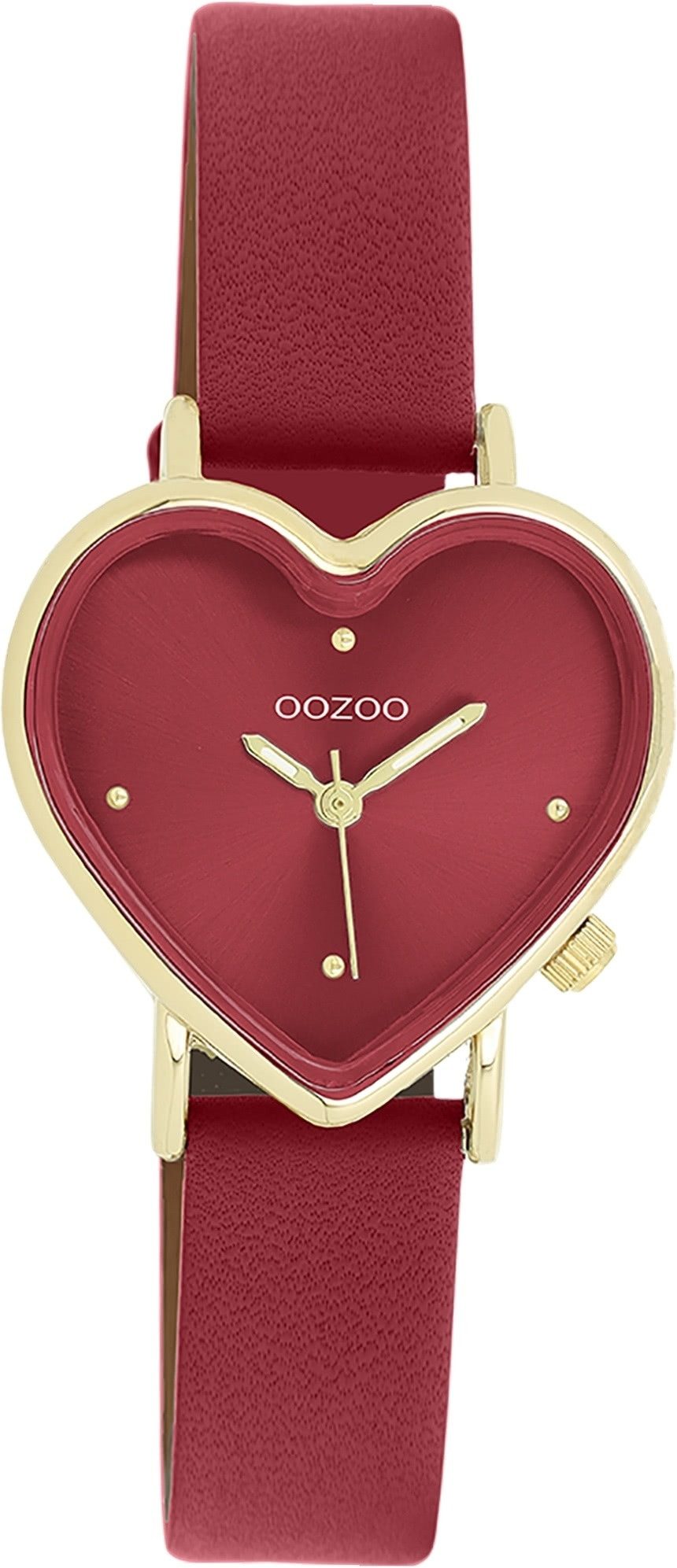 OOZOO Quarzuhr Oozoo Damen Armbanduhr OOZOO Timepieces, (Analoguhr), Damenuhr herzform, extra groß (ca.28x29mm) Lederarmband, Fashion-Style
