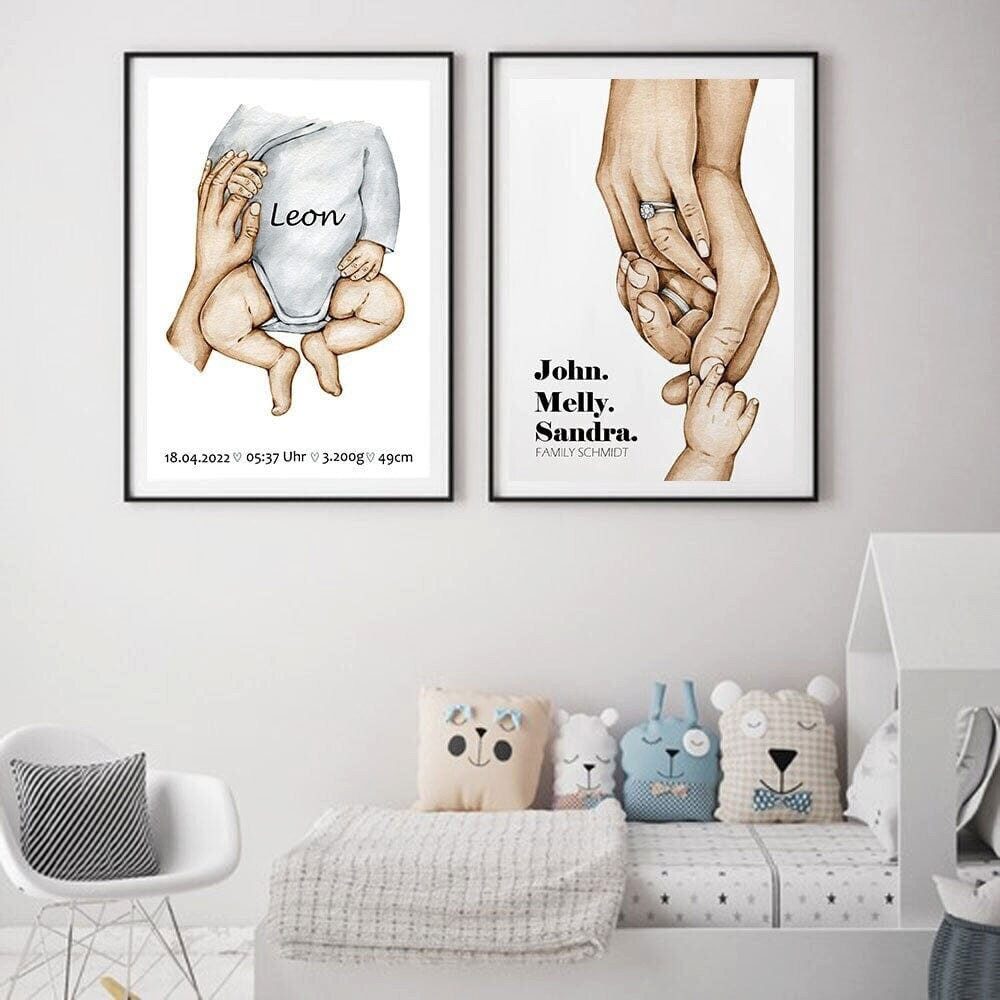 JUSTGOODMOOD Poster Familie Personalisiert mit Händen Papa Mama Kinder und Baby als Deko P, B (1 St)