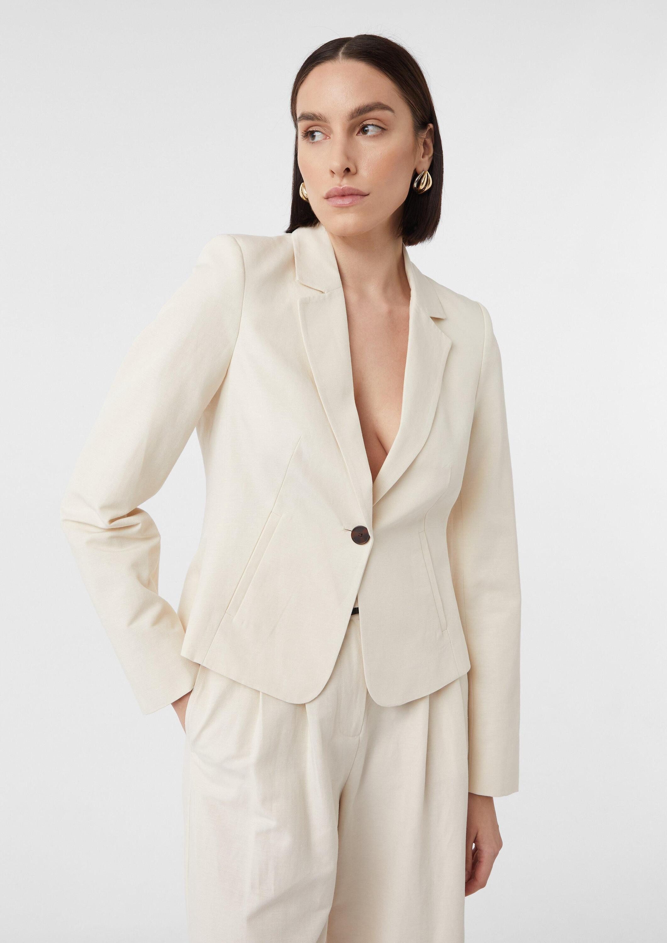 comma Jackenblazer Indoor-Blazer Taillierter Crop-Blazer aus Leinenmix, com günstig online kaufen