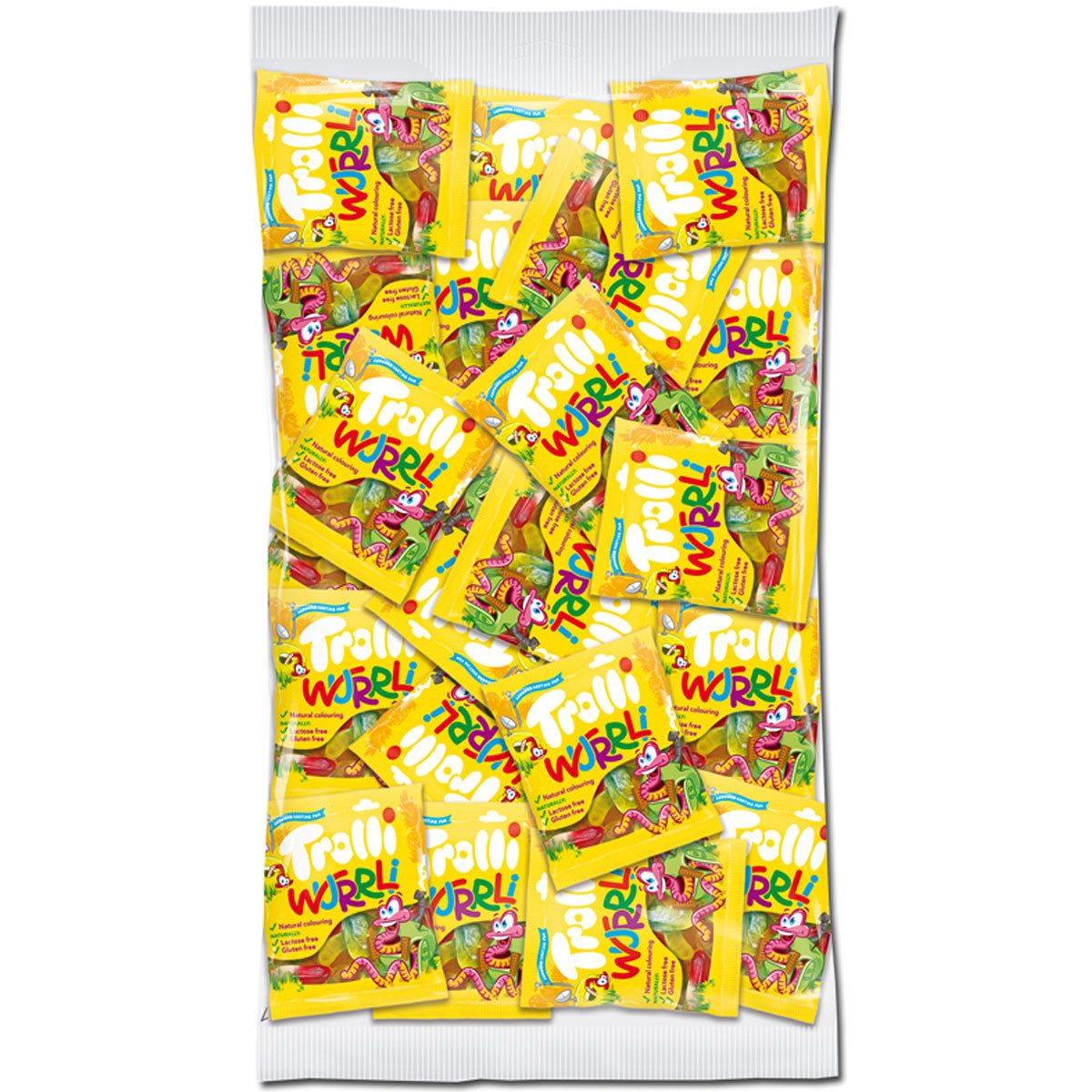 TROLLI Süßigkeit, Trolli Wurrli fruchtig süße Fruchtgummi Würmer 100 x 10g 1000g