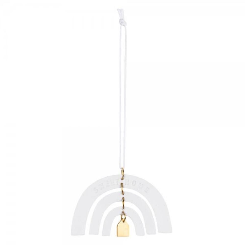 Räder Skulptur Design Hänger Kleiner Regenbogen Haus Sweet Home Weiß-Gold günstig online kaufen