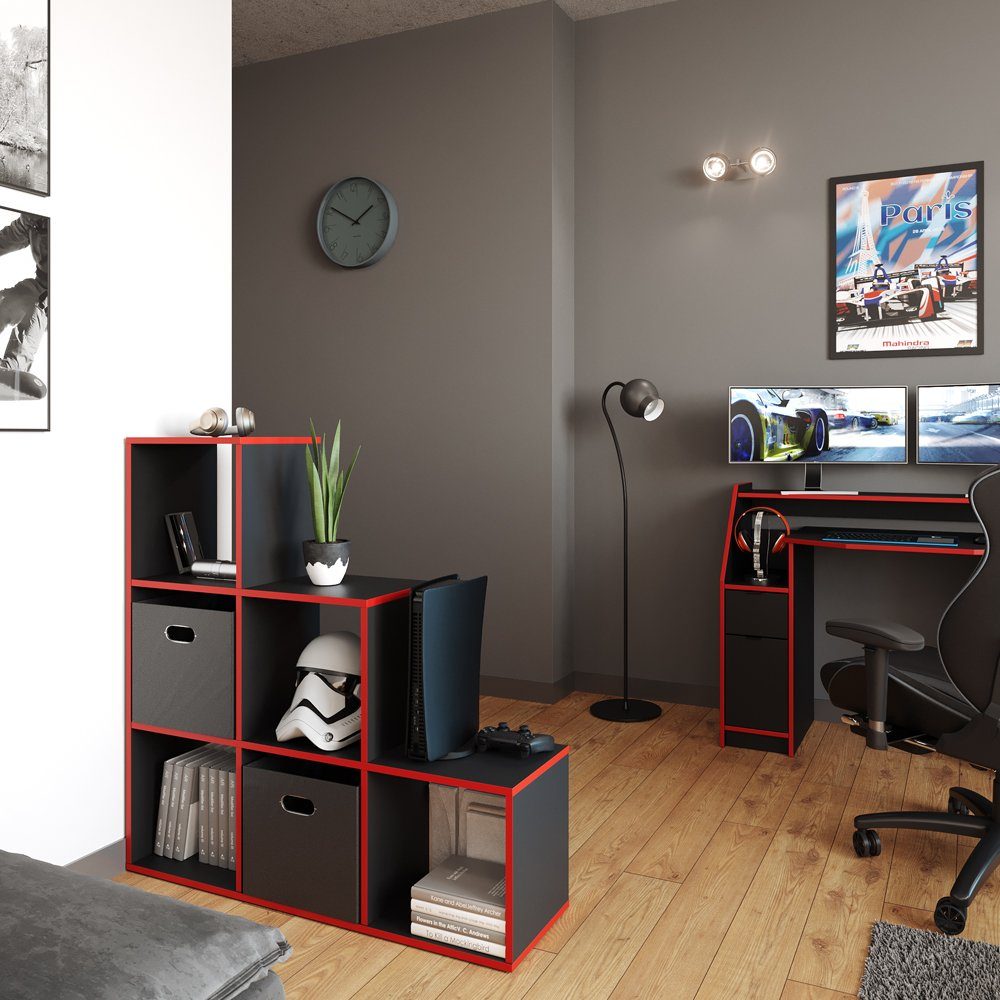 Vicco Raumteiler, Schwarz/Rot/Rot, 107.2 x 107.8 cm