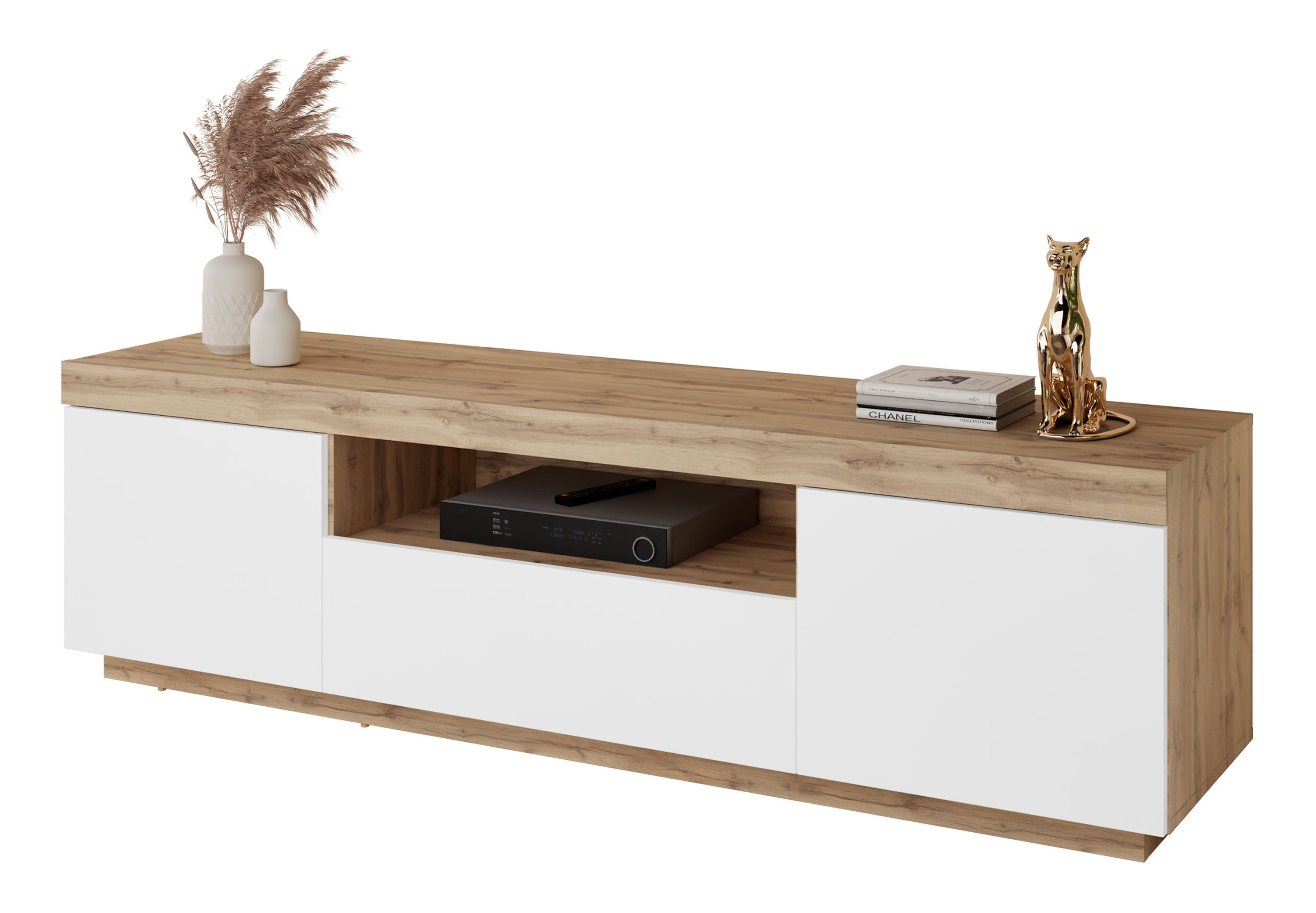 Lookway TV-Schrank YOSHI auf Sockel und Schublade im Industrial Design Brei günstig online kaufen